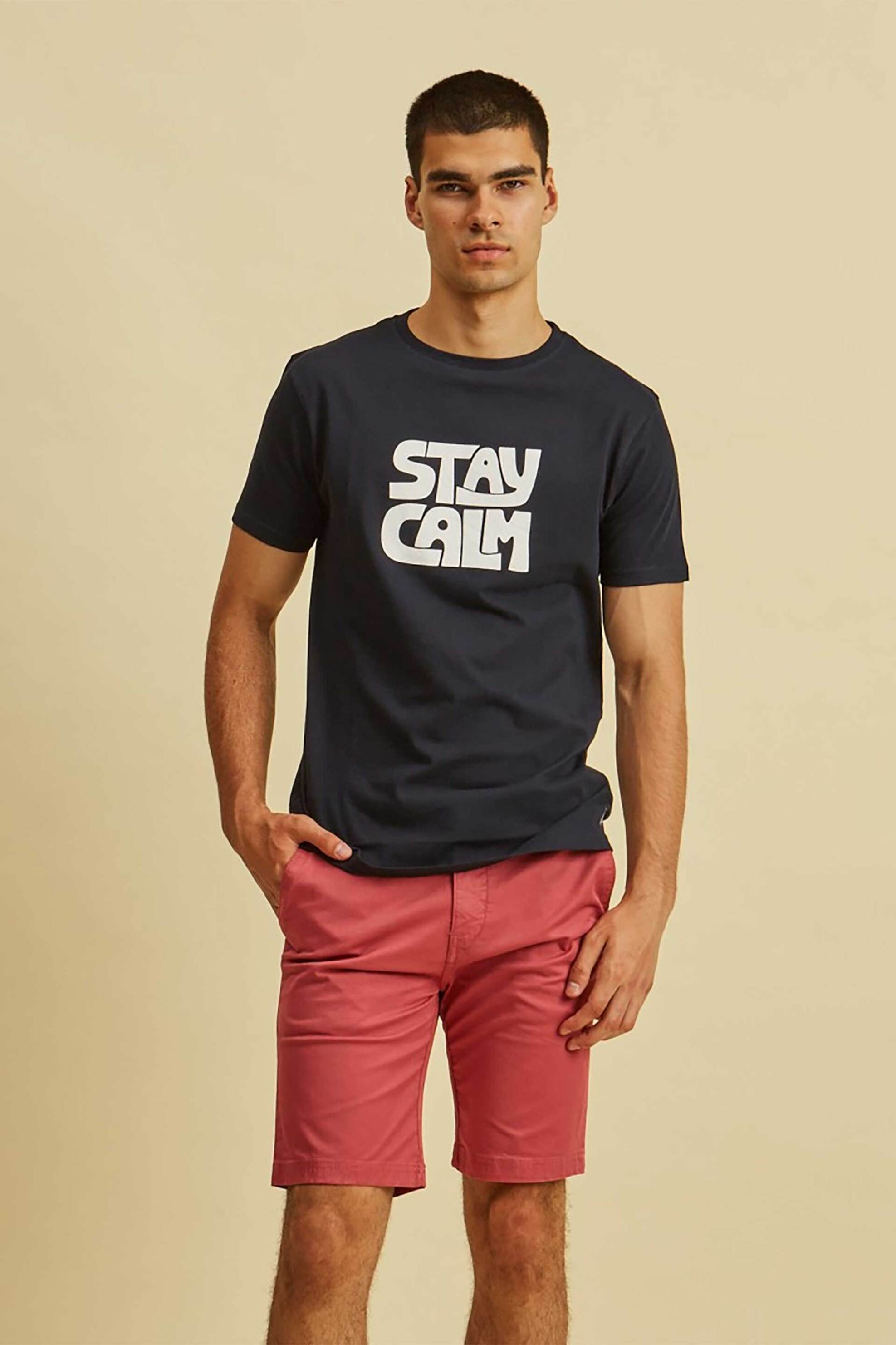 DORS ανδρικό T-shirt με letter print Regular Fit - 1138026.C02 Μπλε Σκούρο