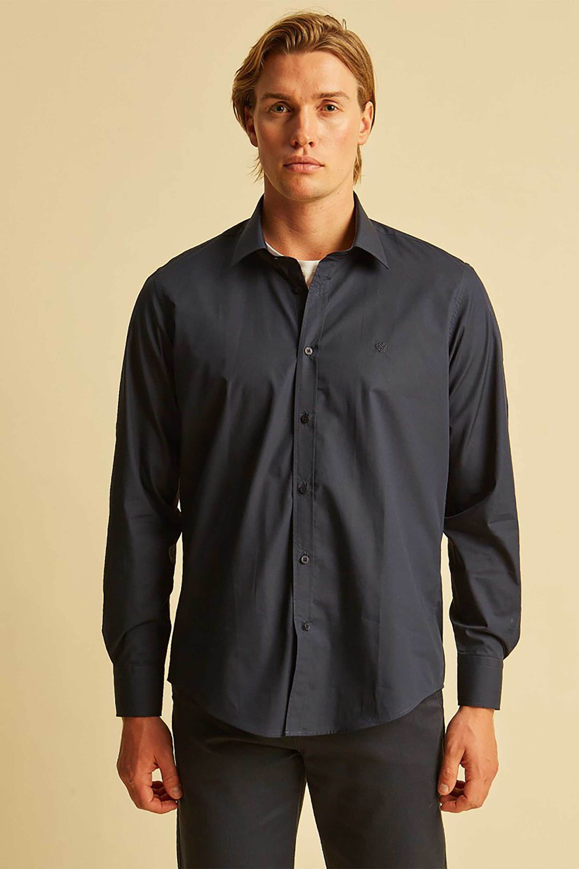 DORS ανδρικό πουκάμισο μονόχρωμο - 1039030.C01 Μπλε Σκούρο