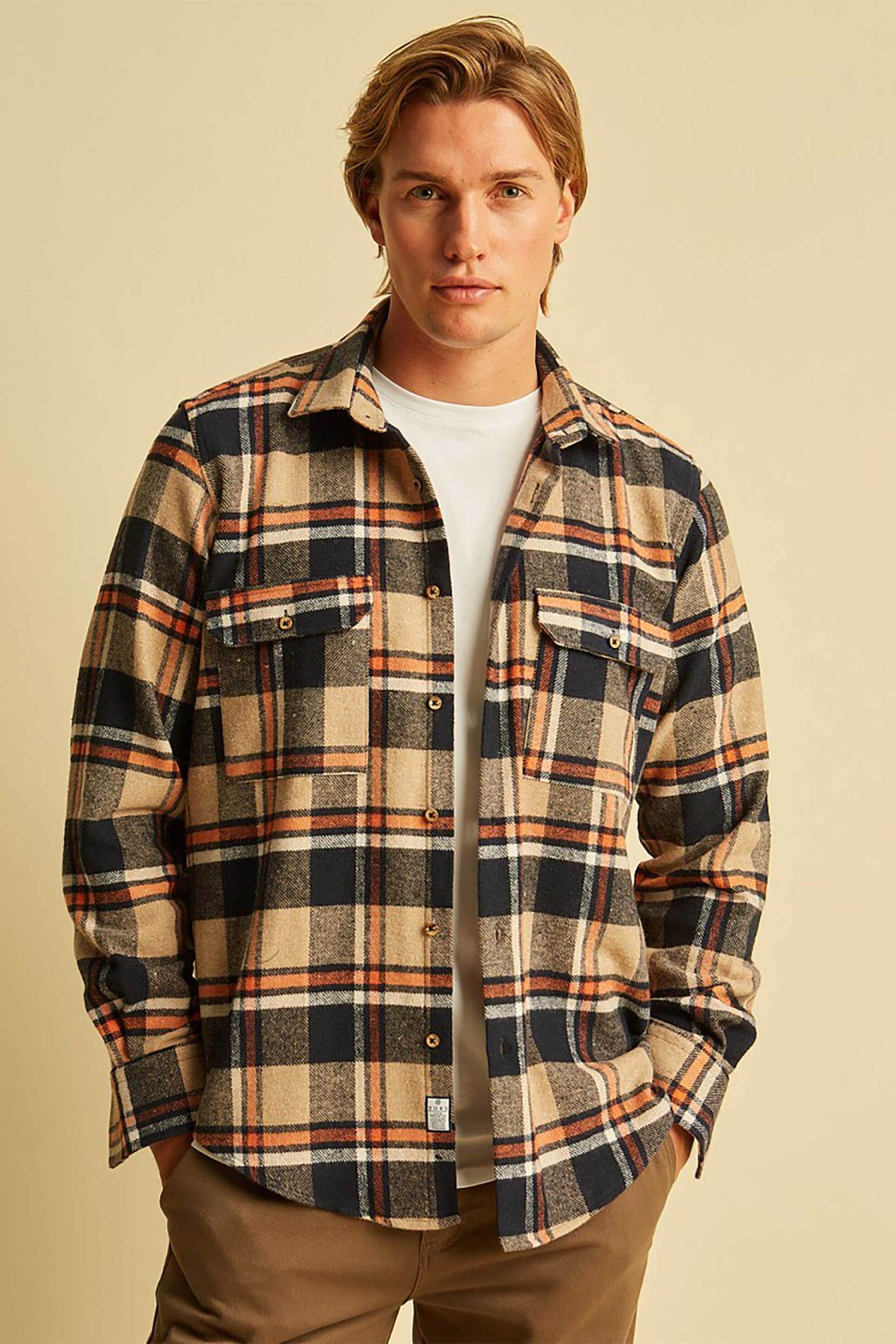 DORS ανδρικό overshirt flannel με καρό σχέδιο Regular Fit - 1039044.C01 Μπλε Σκούρο