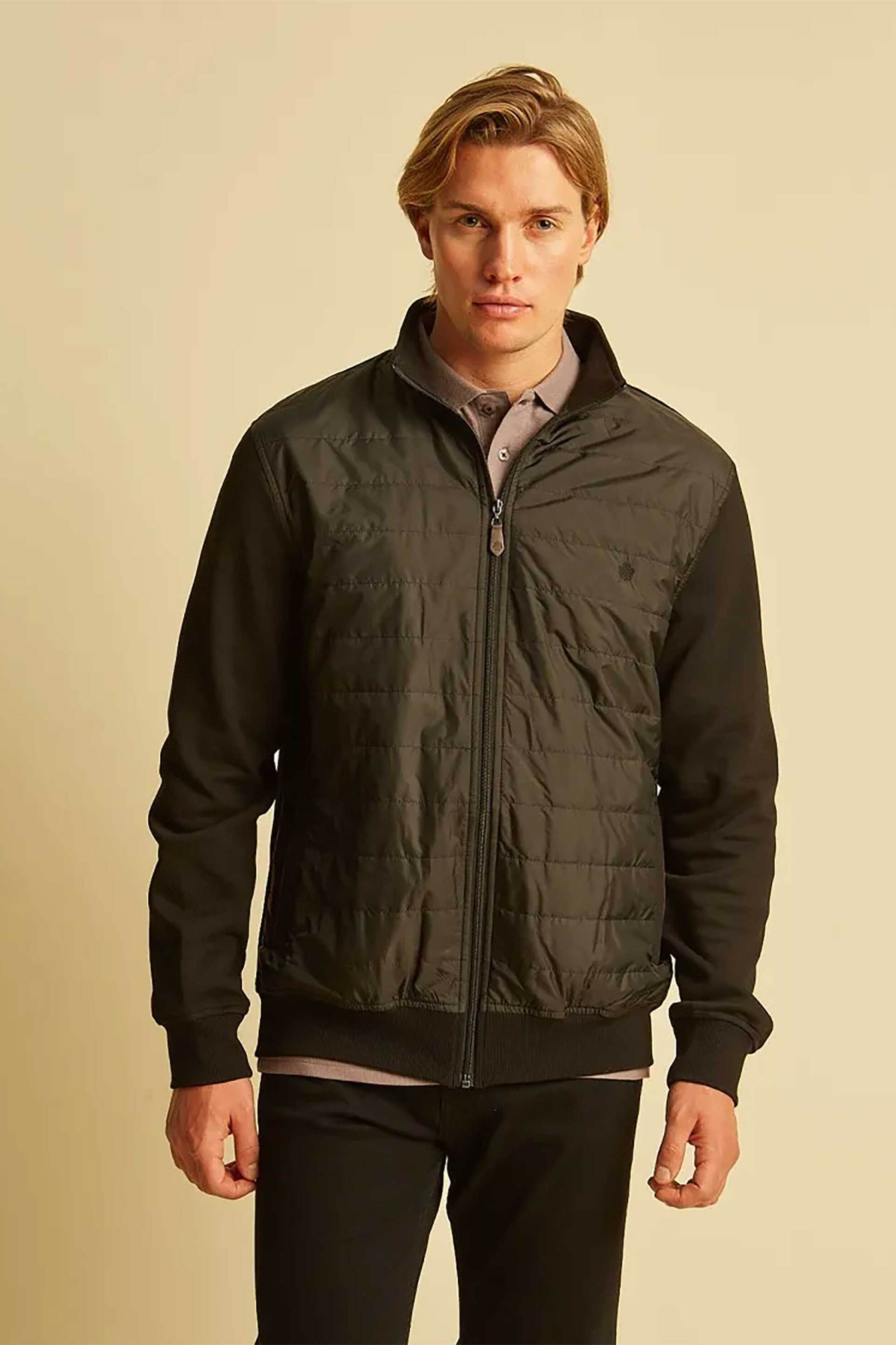 DORS ανδρικό μπουφάν με καπιτονέ σχέδιο και εσωτερική επένδυση fleece - 1139020.C05 Λαδί