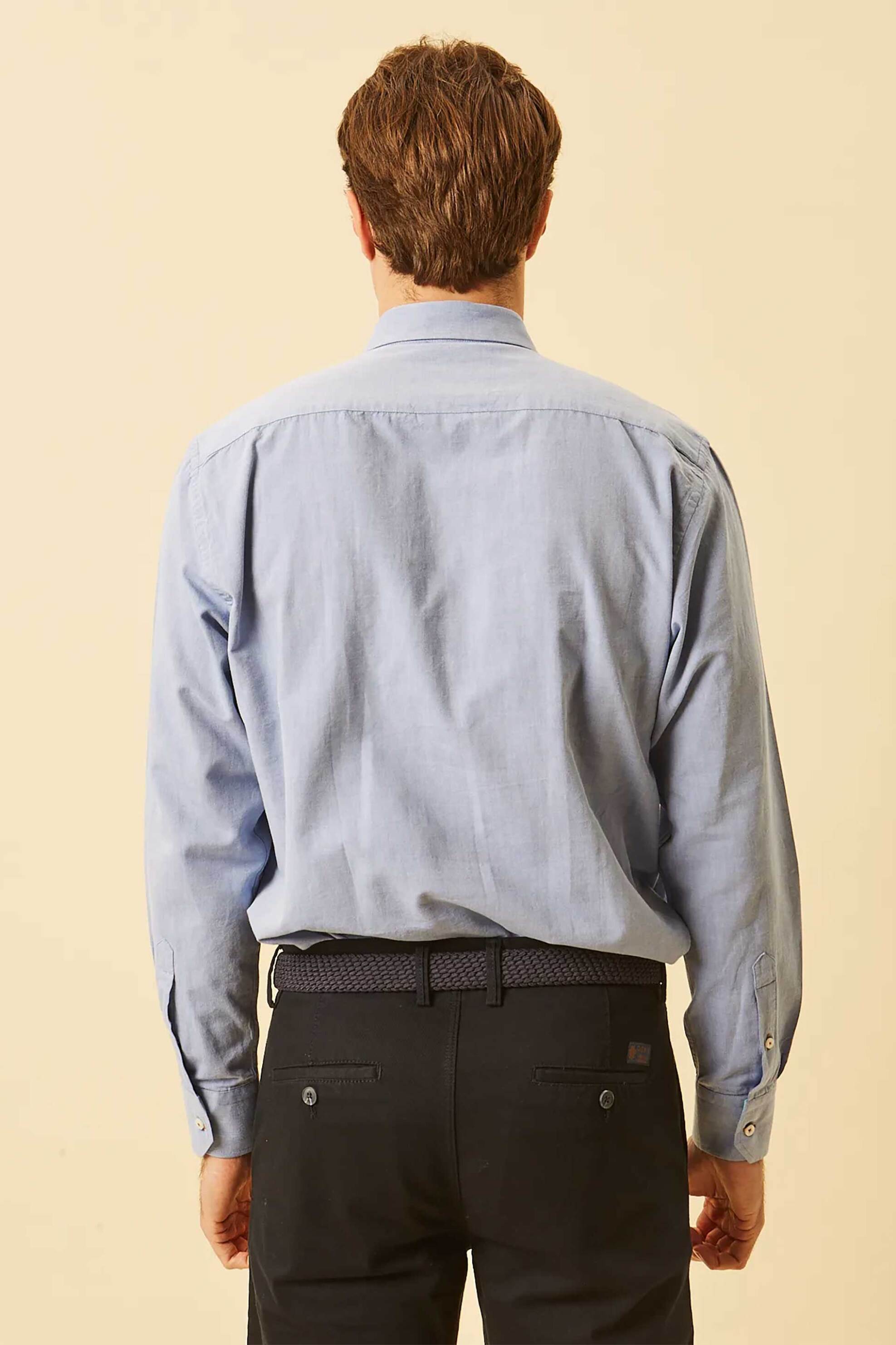 Dors Ανδρικό Πουκάμισο Oxford Button Down με Τσέπη Και Κεντημένο Λογότυπο Regular Fit - 1040002 C03 Μπλε Ανοιχτό