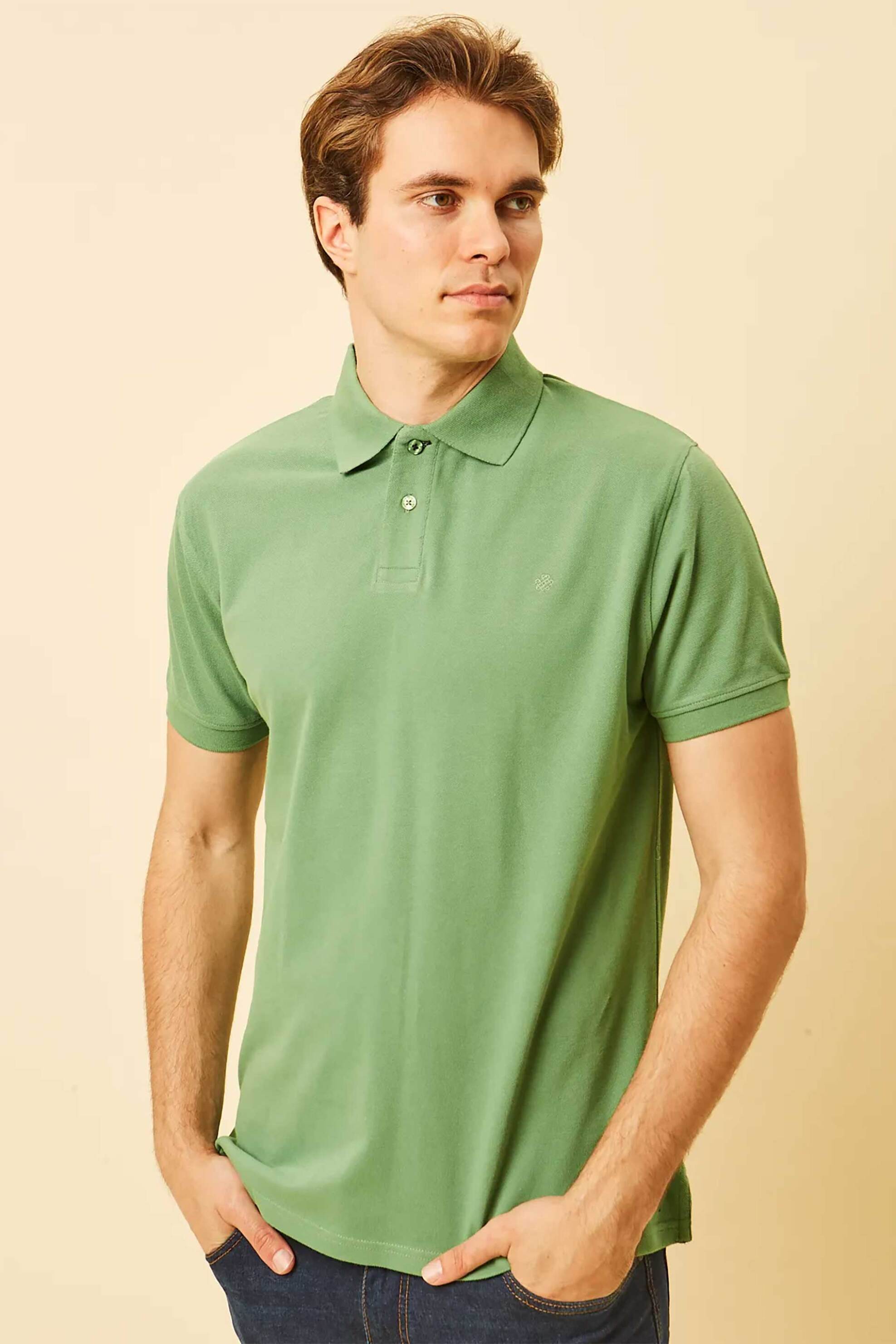 DORS ανδρική μπλούζα πόλο πικέ με κεντημένο λογότυπο Regular Fit - 1140001.C15 Πράσινο