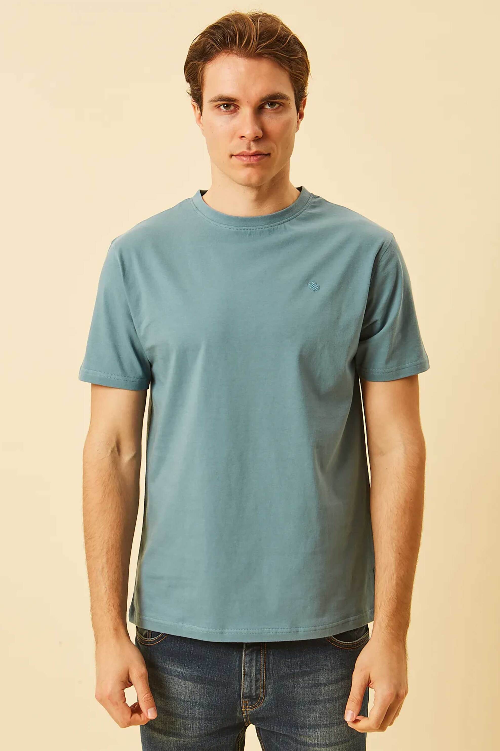 DORS ανδρικό T-shirt με κεντημένο λογότυπο Regular Fit - 1140020.1.C03 Γκρι Γαλάζιο