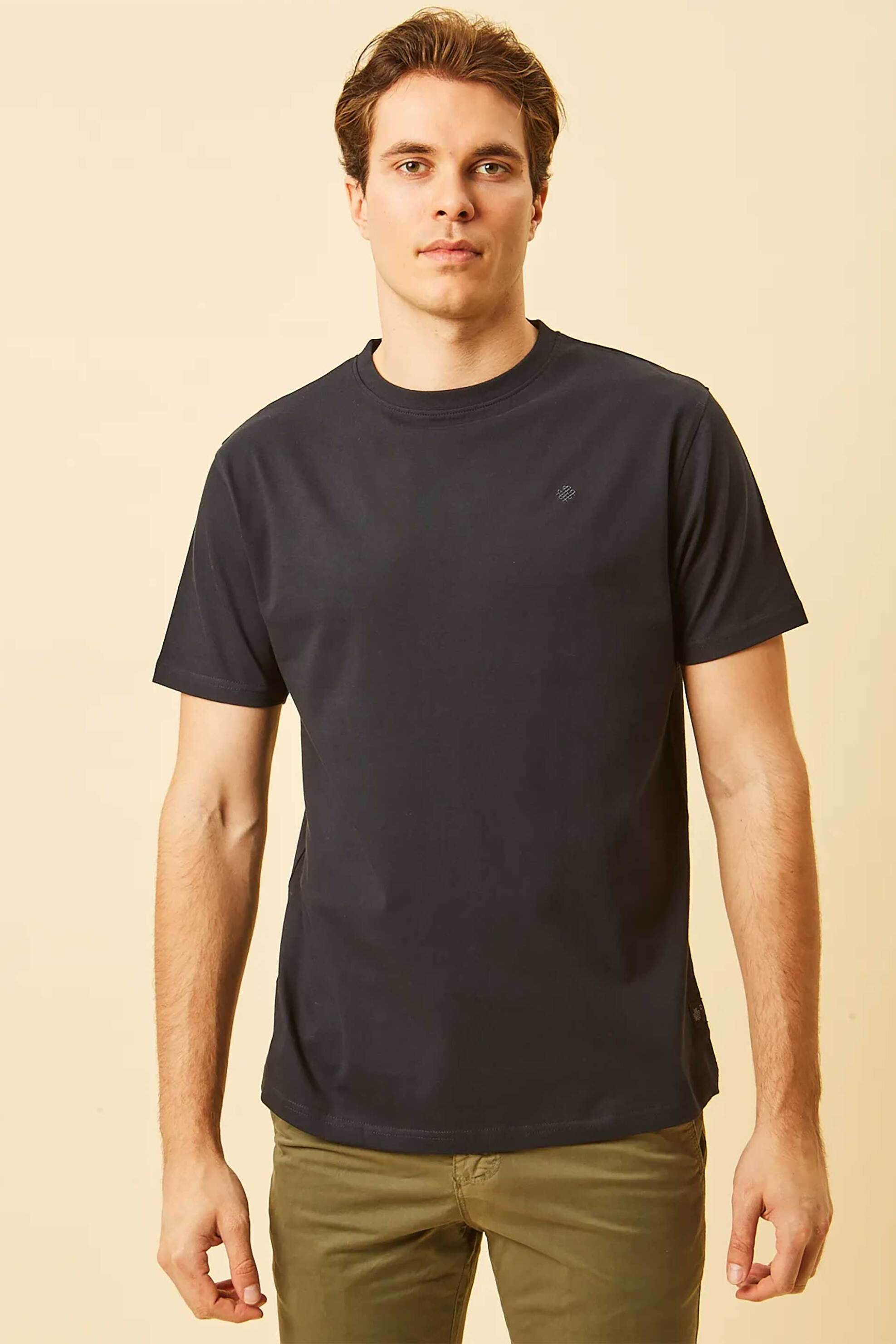DORS ανδρικό T-shirt με κεντημένο λογότυπο Regular Fit - 1140020.C02 Μπλε Σκούρο