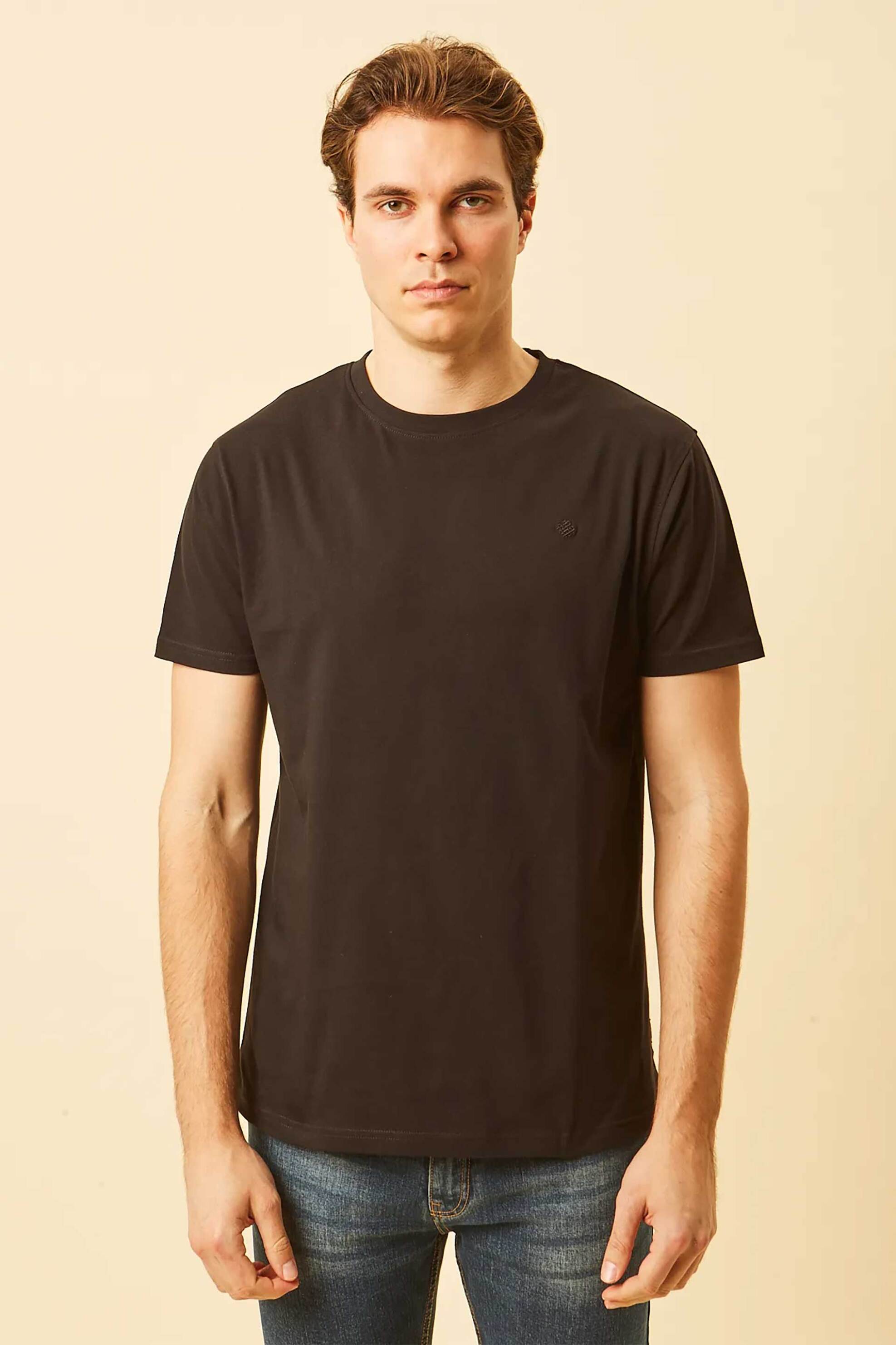 DORS ανδρικό T-shirt με κεντημένο λογότυπο Regular Fit - 1140020.C05 Μαύρο