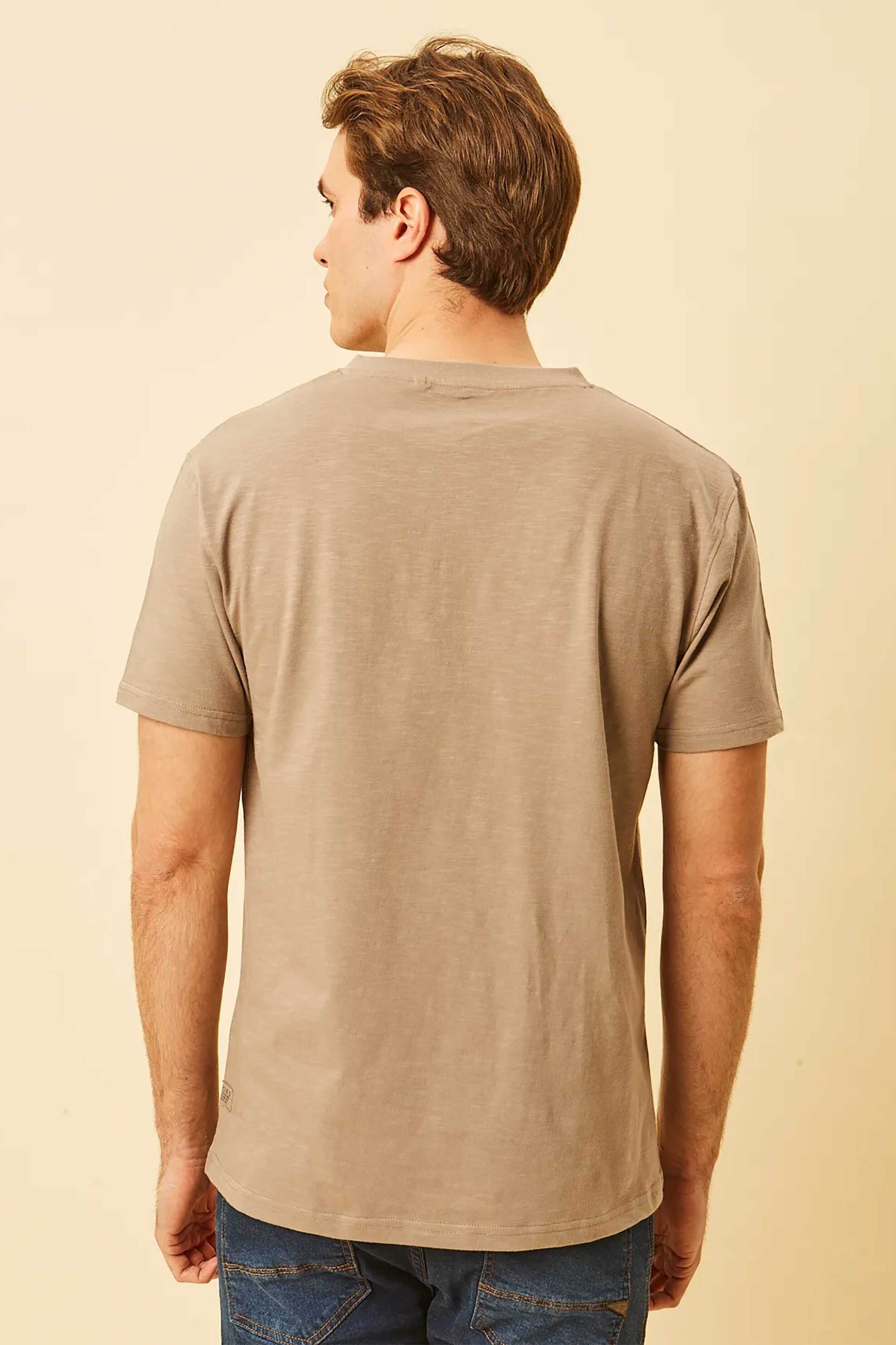 Dors Ανδρική Μπλούζα Henley με Κεντημένο Λογότυπο Regular Fit - 1140021 C04 Μπεζ