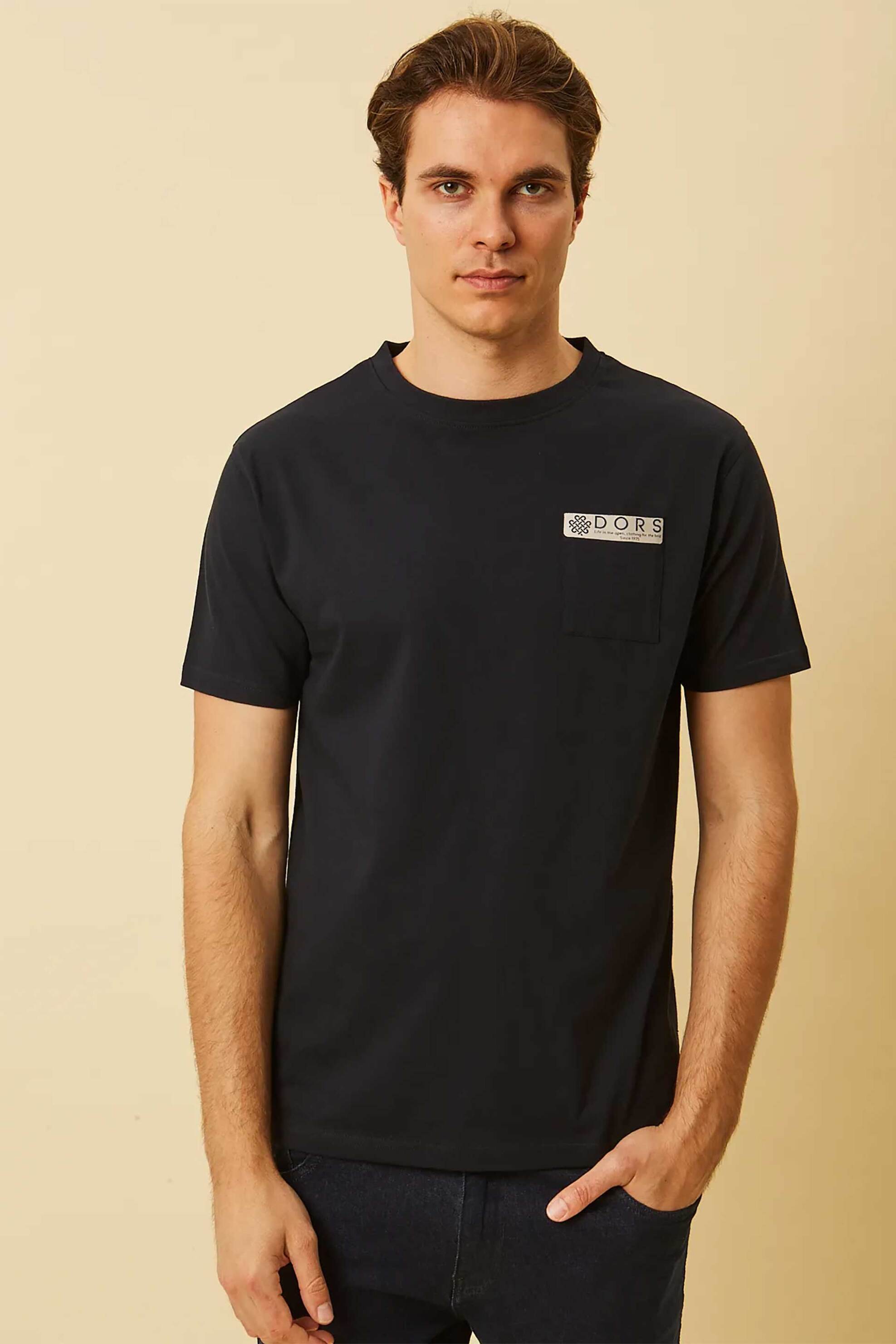 DORS ανδρικό T-shirt με τσέπη και λογότυπο Regular Fit - 1140023.C02 Μπλε Σκούρο