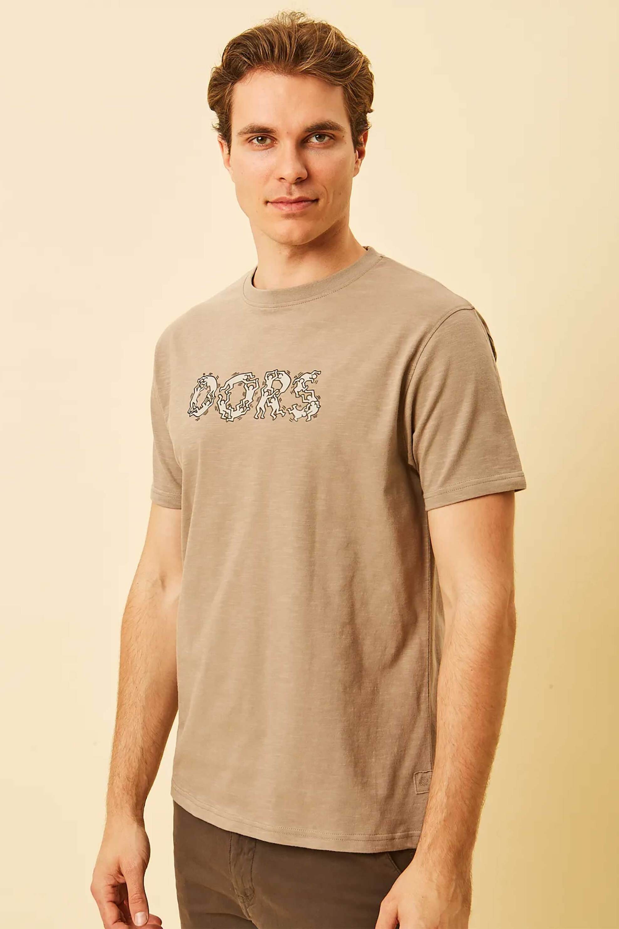 DORS ανδρικό T-shirt με graphic logo Regular Fit - 1140026.C04 Μπεζ