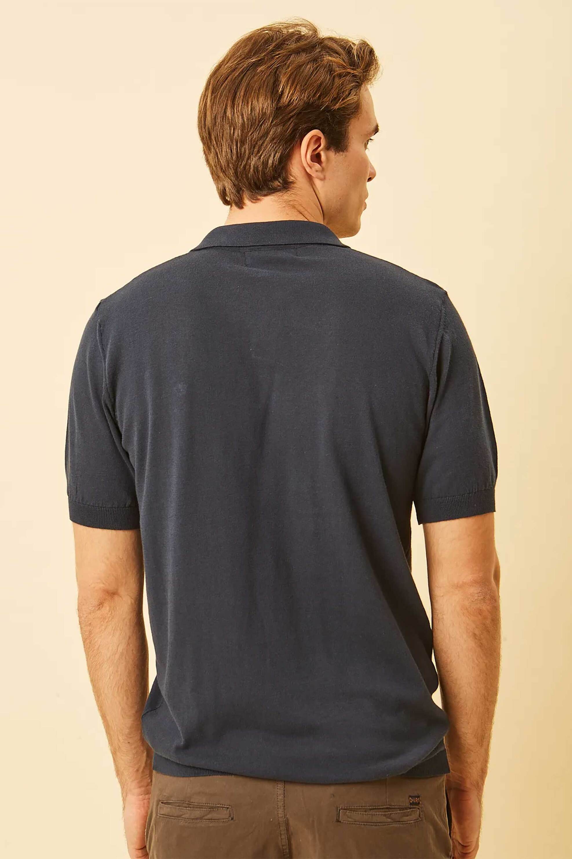 Dors Ανδρική Πλεκτή Μπλούζα Πόλο με V Open-Collar Και Κεντημένο Λογότυπο Regular Fit - 1240003 C03 Μπλε Σκούρο