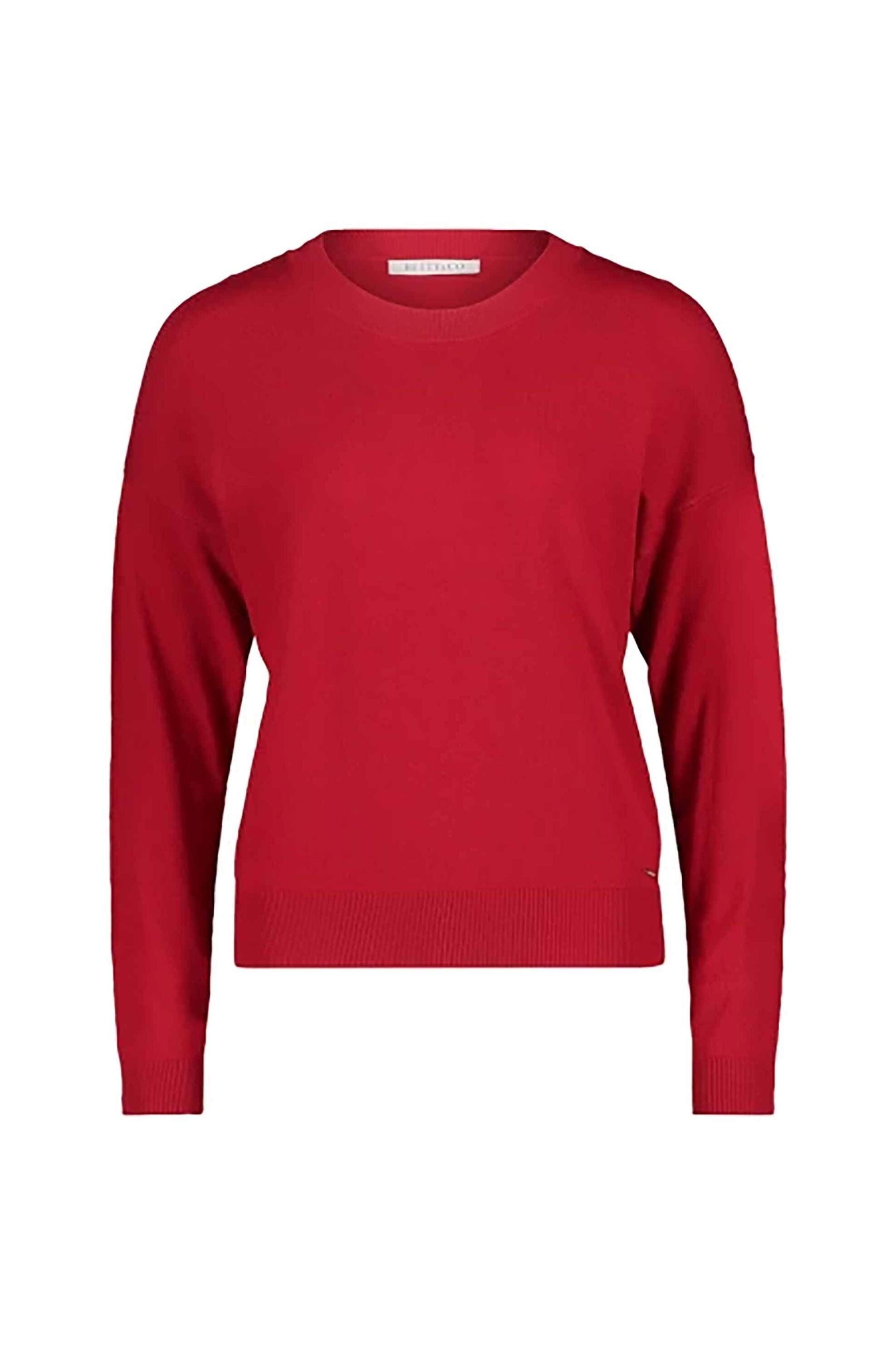 BETTY & CO γυναικείο μονόχρωμο πουλόβερ με cut-outs στους ώμους. - 5020/3275 Κόκκινο φωτογραφία