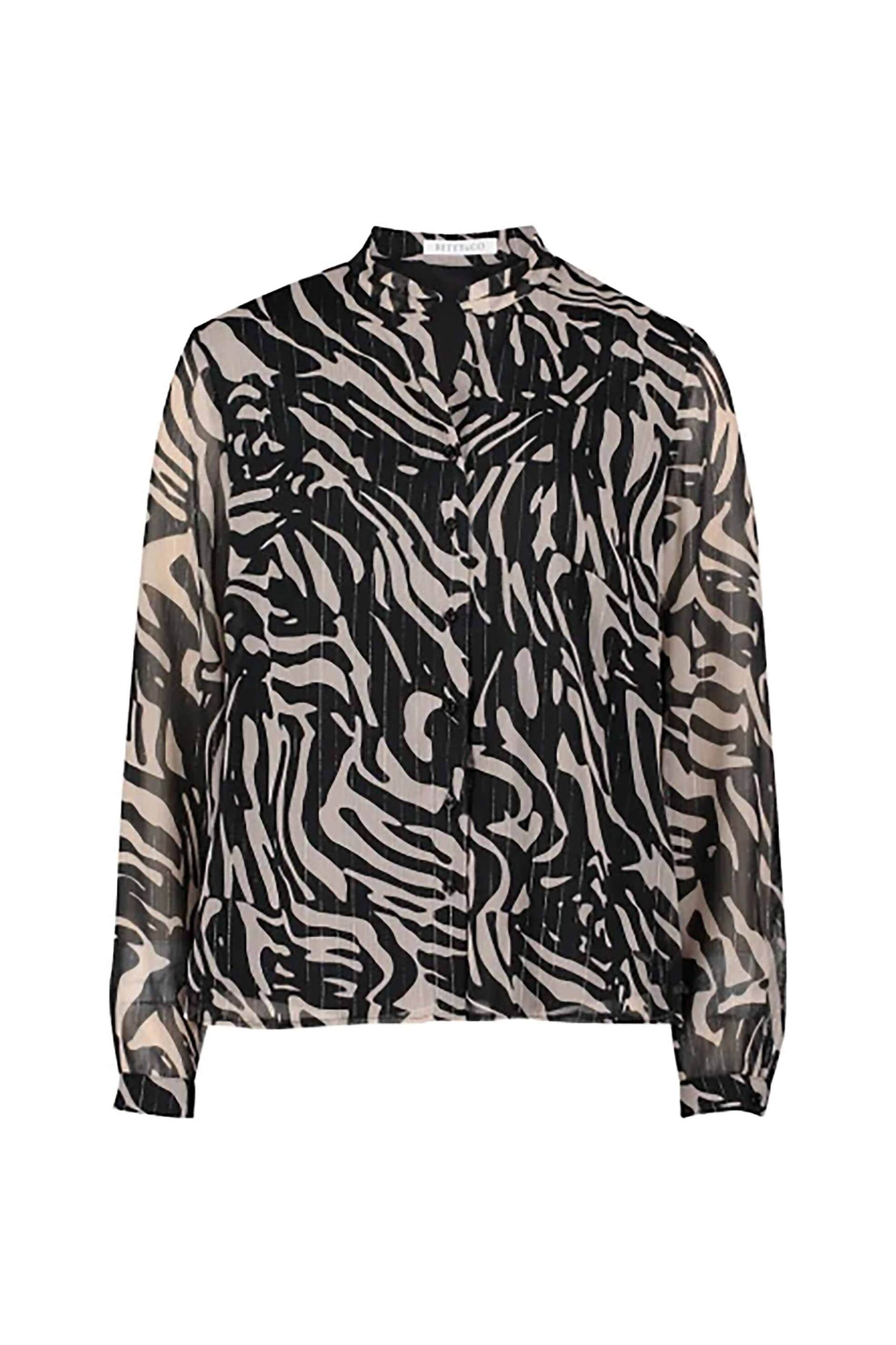 BETTY & CO BETTY & CO γυναικείο πουκάμισο με animal print - 8857/3510 Μαύρο