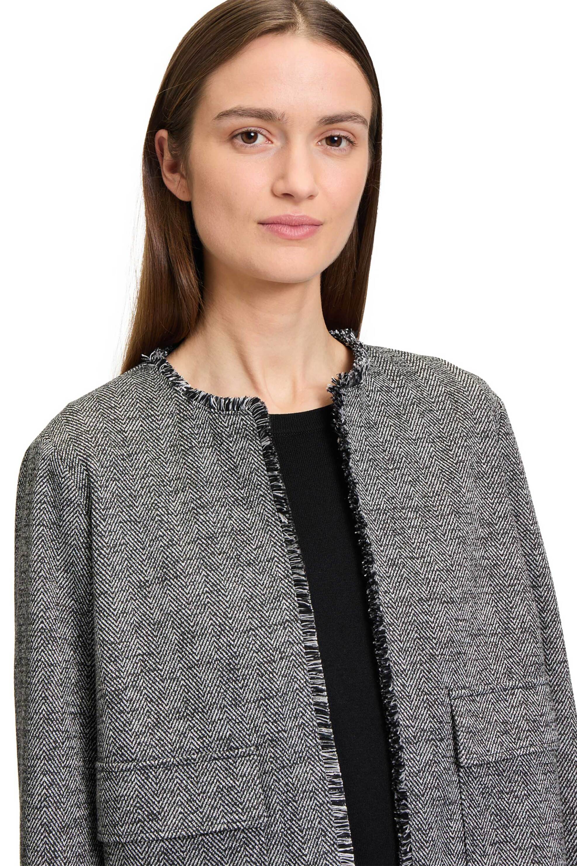 BETTY & CO γυναικείο σακάκι με σχέδιο ψαροκόκαλο - 4438/3055 Γκρι φωτογραφία