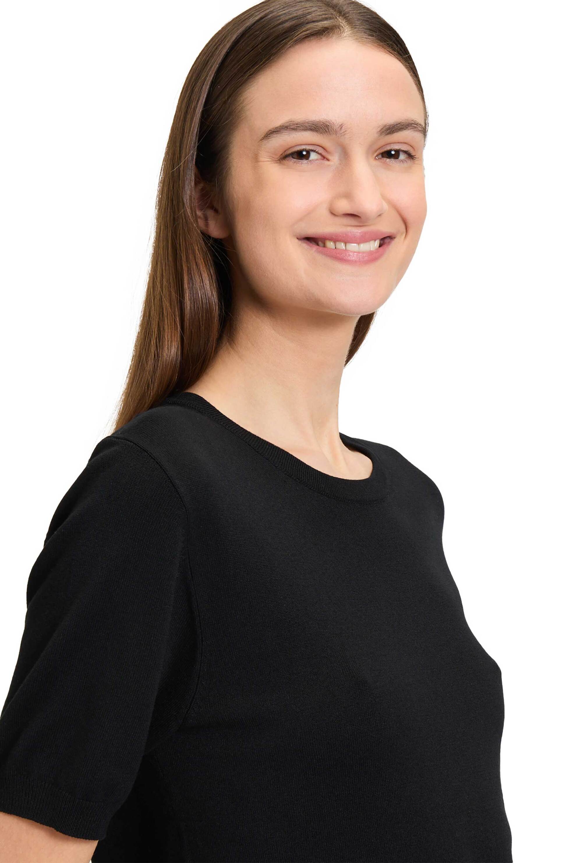 BETTY & CO γυναικεία πλεκτή μπλούζα με κοντό μανίκι - 5885/3275 Μαύρο φωτογραφία