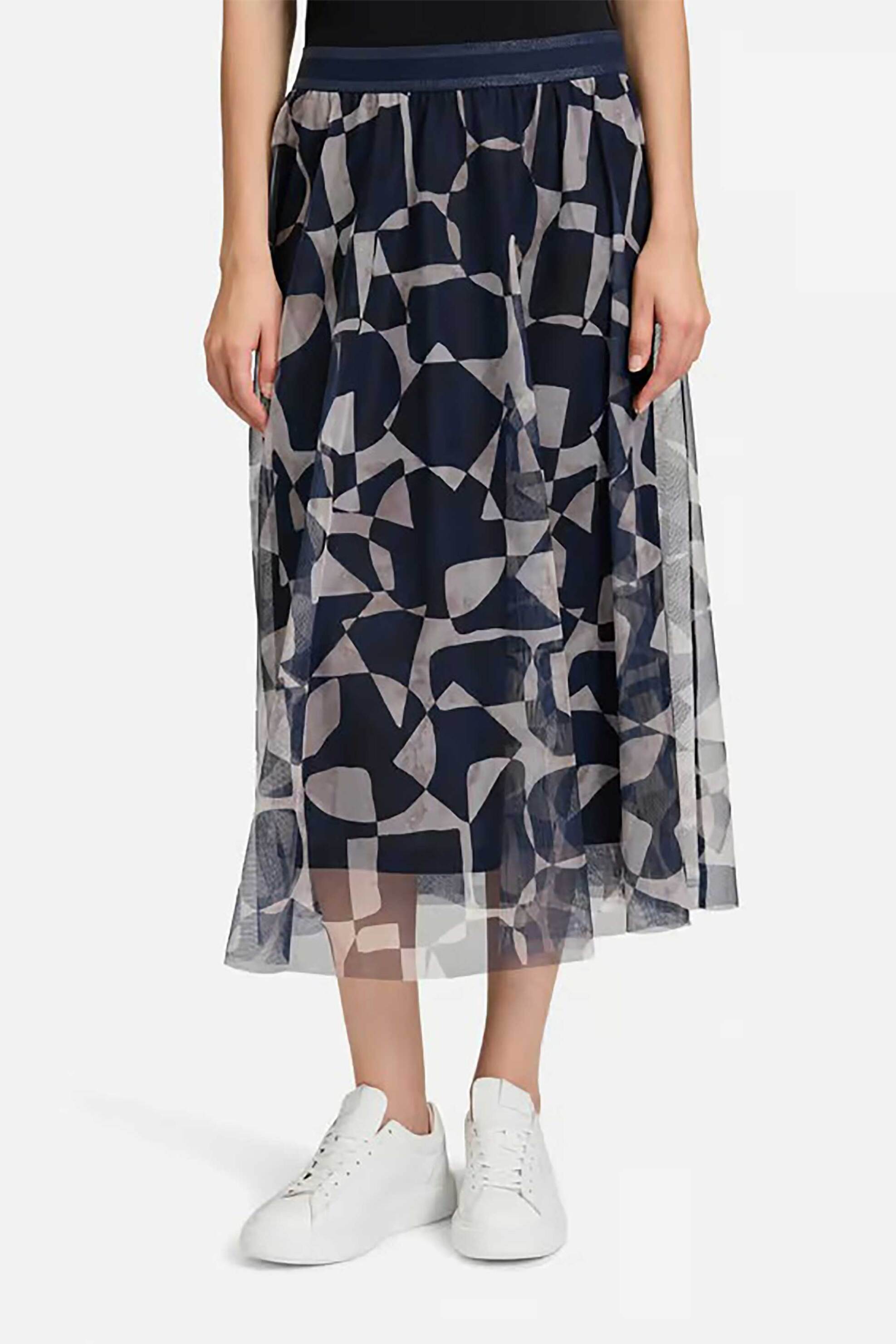 BETTY & CO BETTY & CO γυναικεία midi φούστα με ελαστική μέση και all-over print - 9041/3063 Μπλε Σκούρο - 2