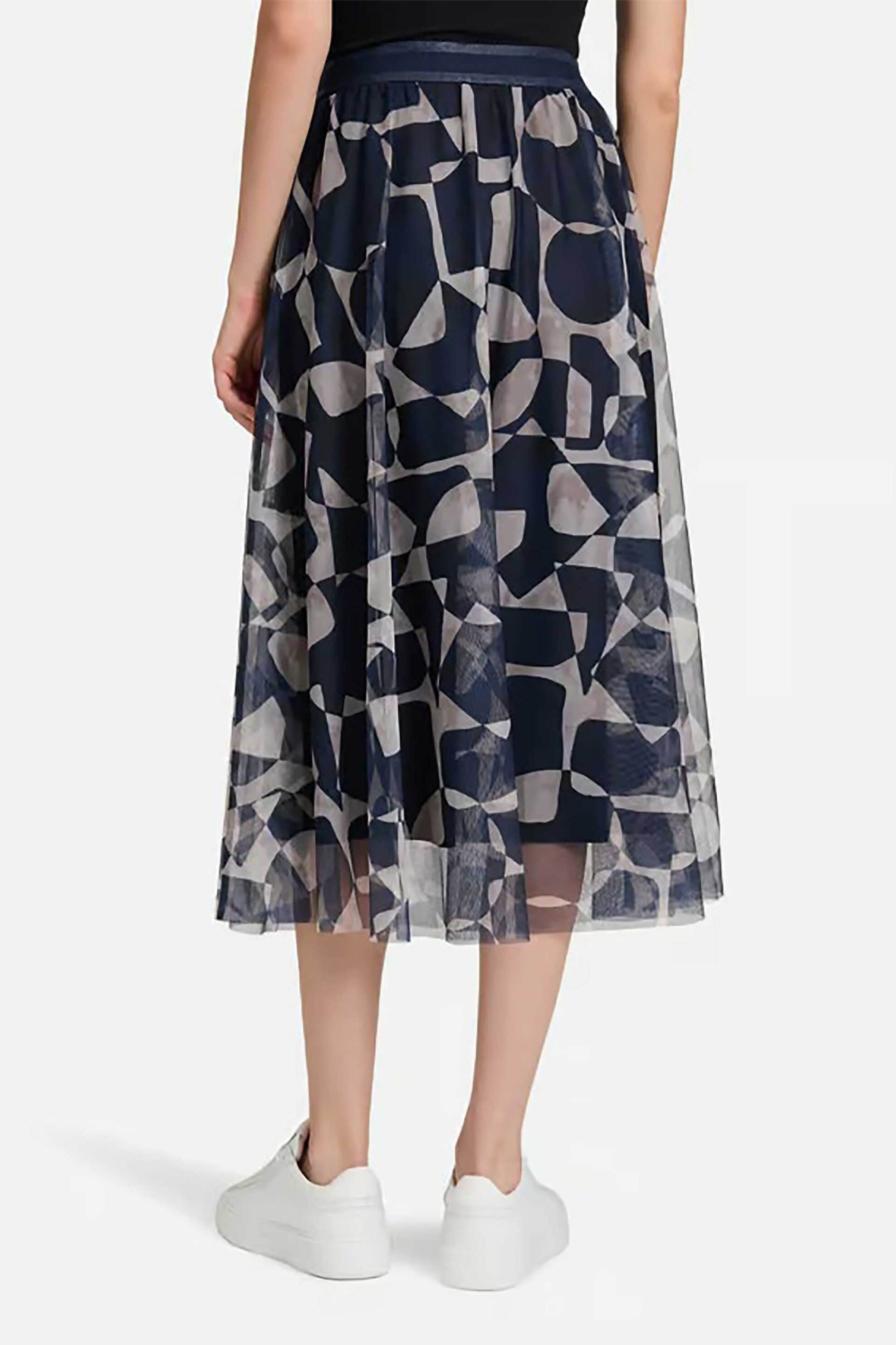 BETTY & CO BETTY & CO γυναικεία midi φούστα με ελαστική μέση και all-over print - 9041/3063 Μπλε Σκούρο - 3