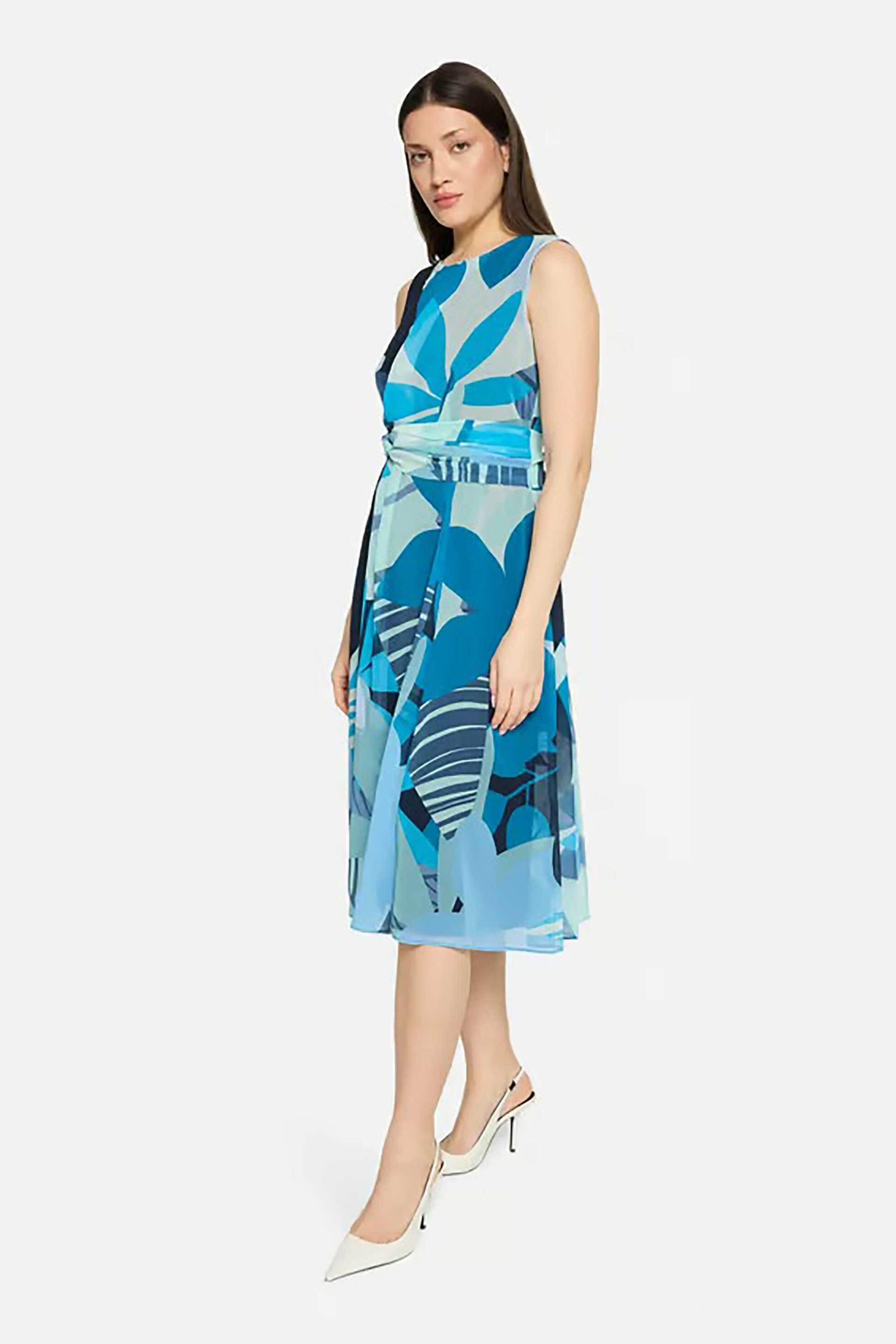 BETTY & CO BETTY & CO γυναικείο midi φόρεμα αμάνικο με graphic print - 1009/3257 Μπλε - 3