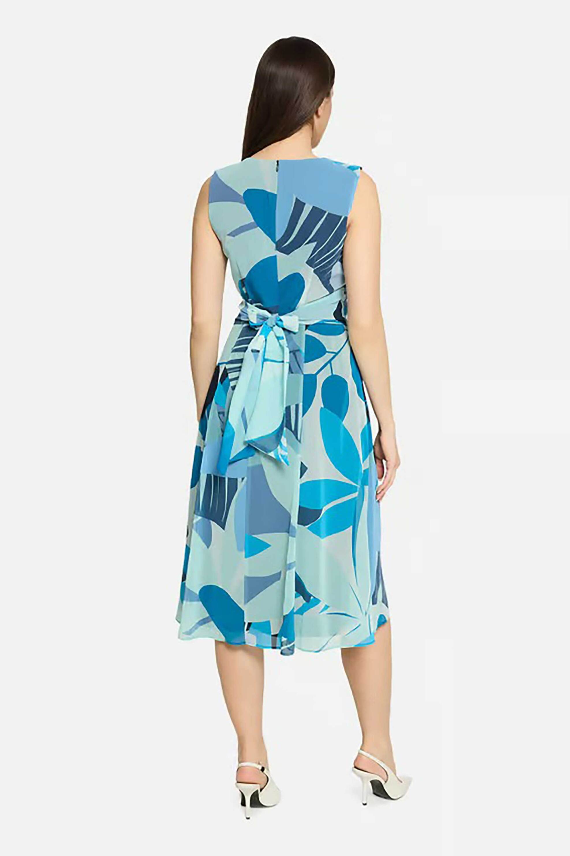 BETTY & CO BETTY & CO γυναικείο midi φόρεμα αμάνικο με graphic print - 1009/3257 Μπλε - 4