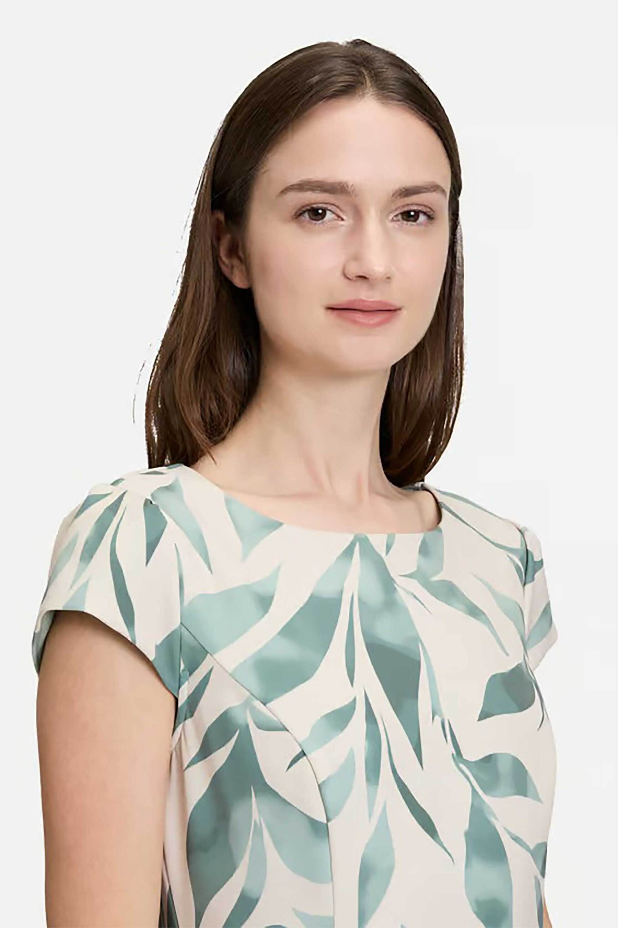 BETTY & CO γυναικείο midi φόρεμα cocktail με floral print - 1113/3268 Λαδί