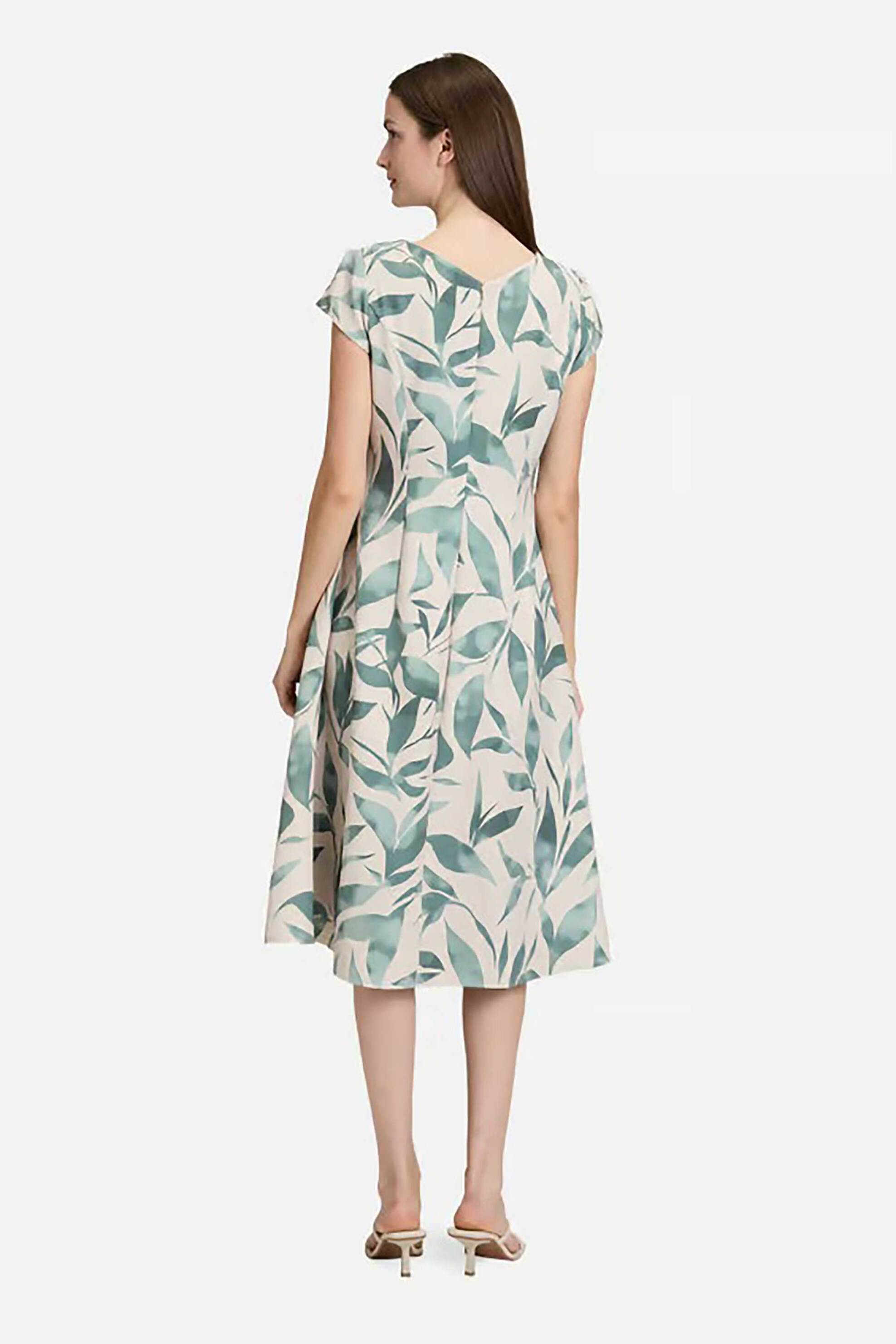 BETTY & CO BETTY & CO γυναικείο midi φόρεμα cocktail με floral print - 1113/3268 Λαδί - 4