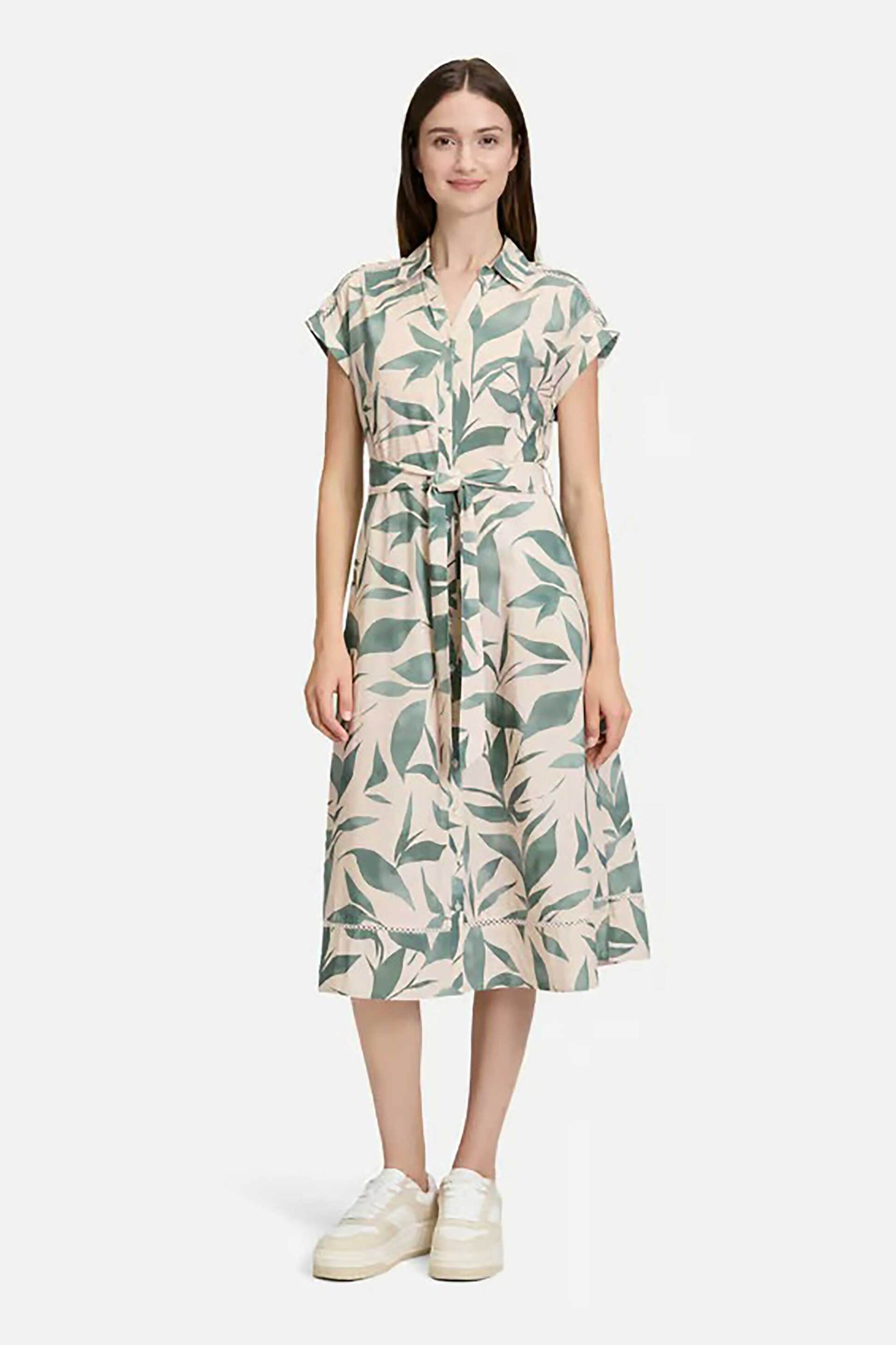 BETTY & CO γυναικείο midi φόρεμα σεμιζιέ με floral print - 1108/3167 Λαδί