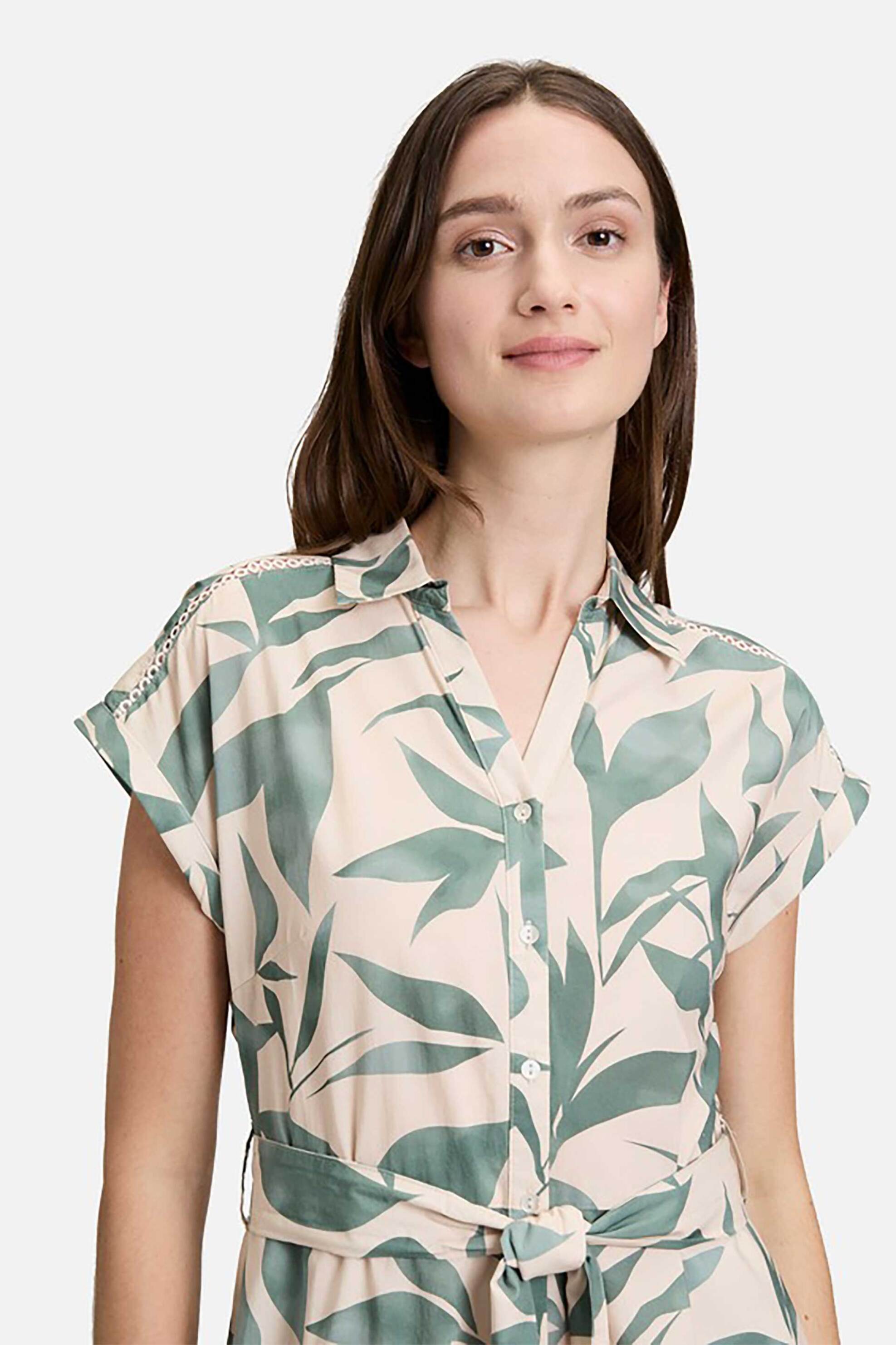 BETTY & CO γυναικείο midi φόρεμα σεμιζιέ με floral print - 1108/3167 Λαδί