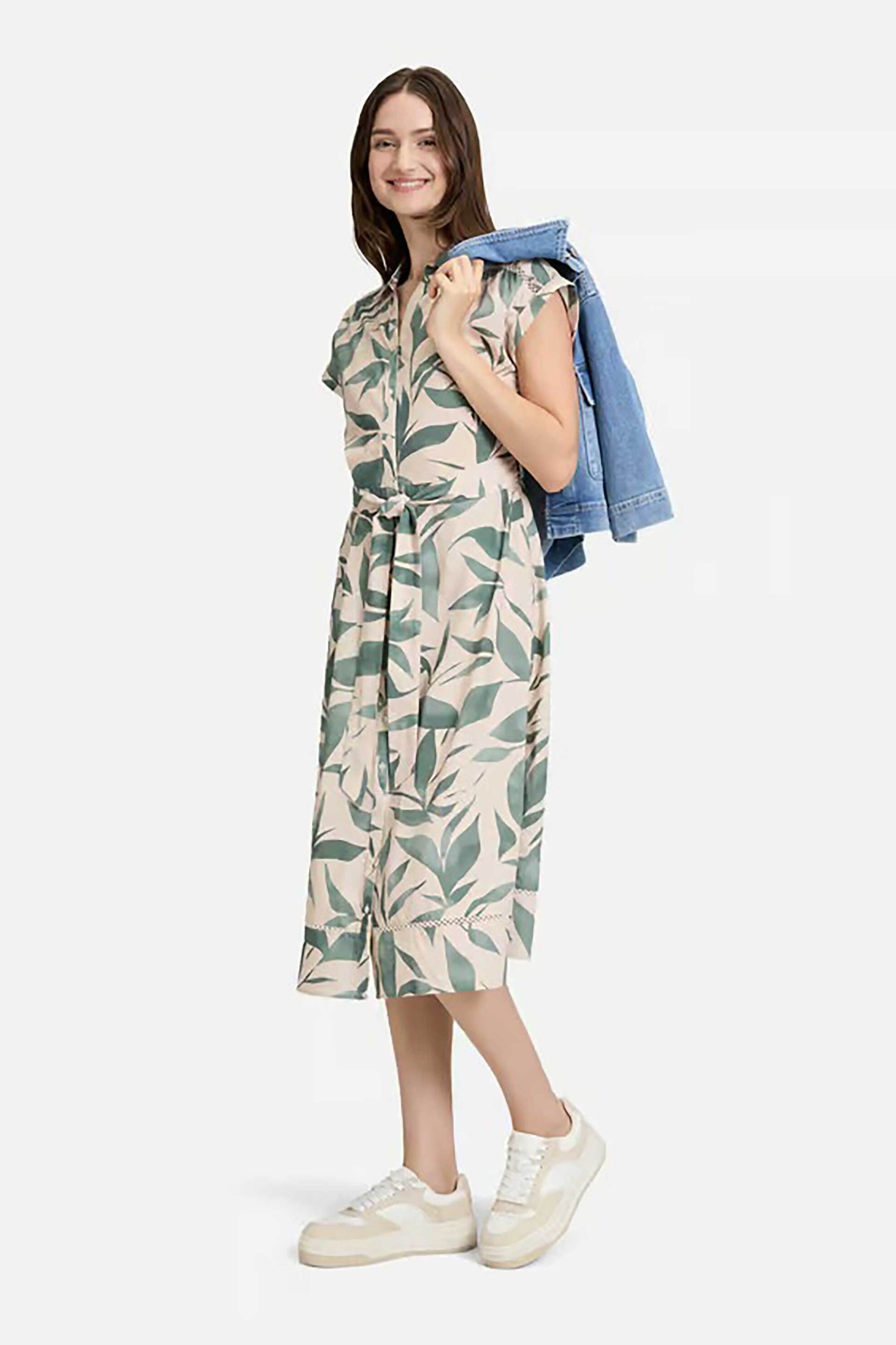 BETTY & CO BETTY & CO γυναικείο midi φόρεμα σεμιζιέ με floral print - 1108/3167 Λαδί - 3