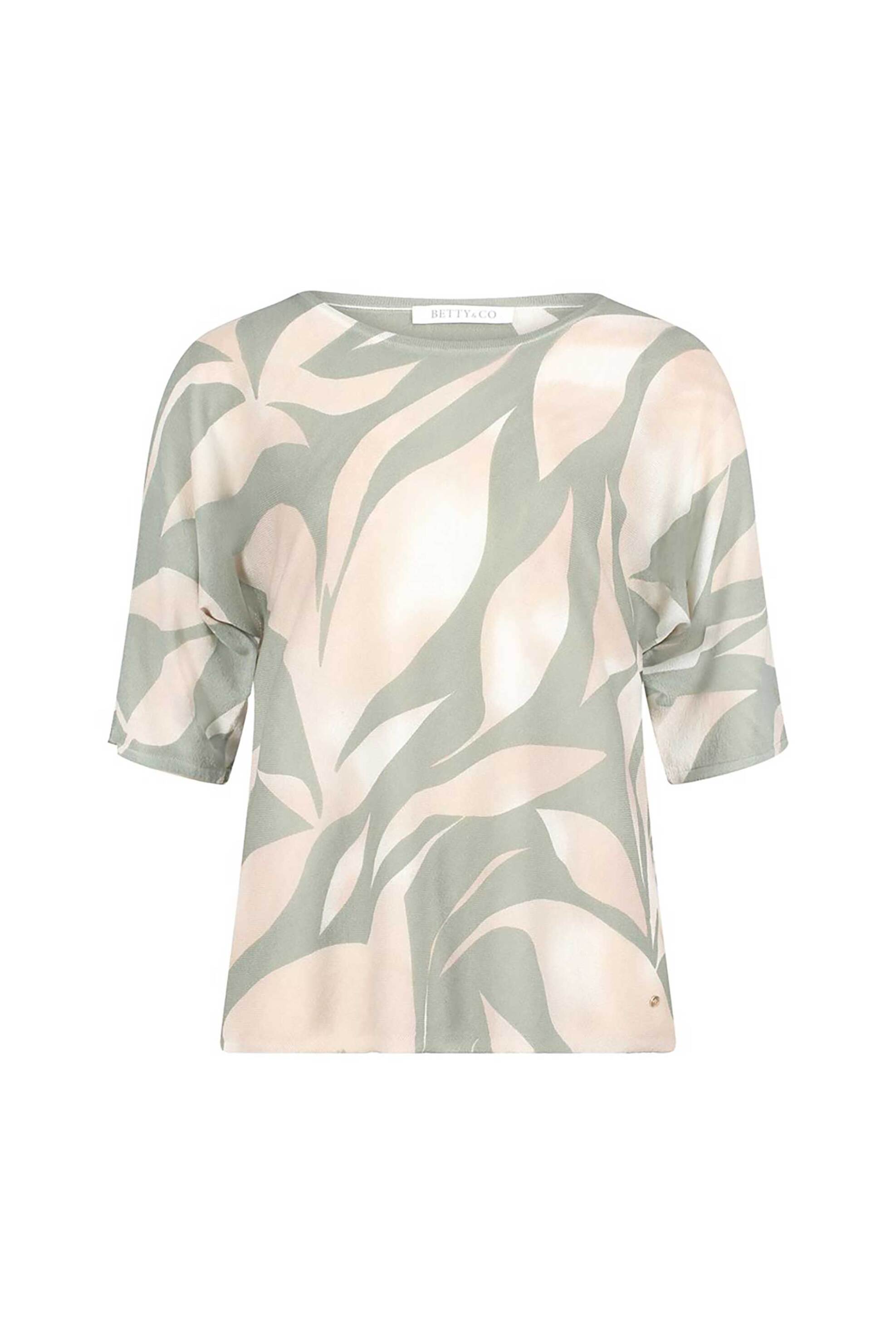 BETTY & CO γυναικεία πλεκτή μπλούζα με all-over leaf print και μανίκι 3/4 - 5997/3899 Πράσινο Μέντας
