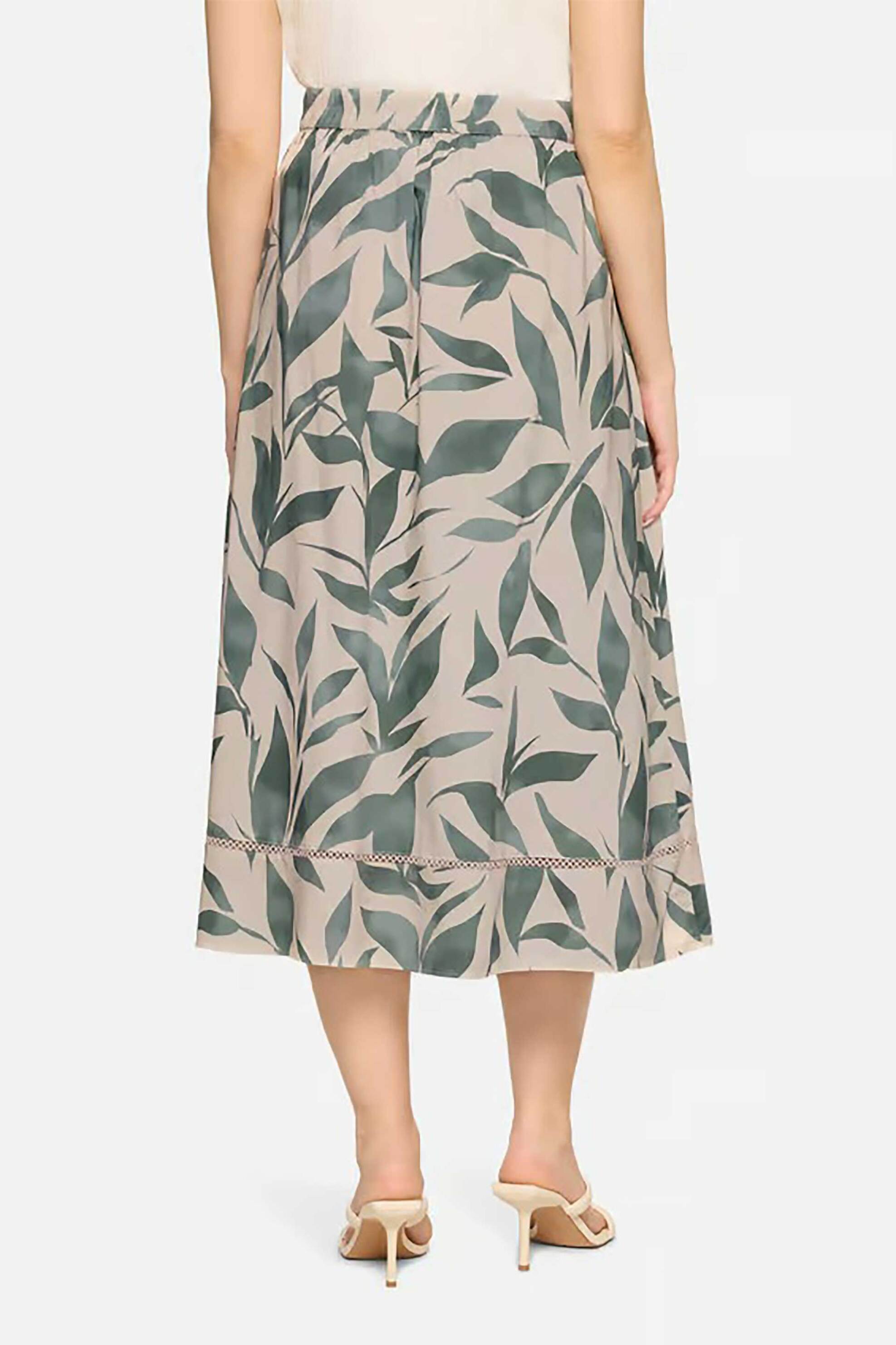 BETTY & CO BETTY & CO γυναικεία midi φούστα με ελαστική μέση και floral print - 9043/3167 Λαδί - 3