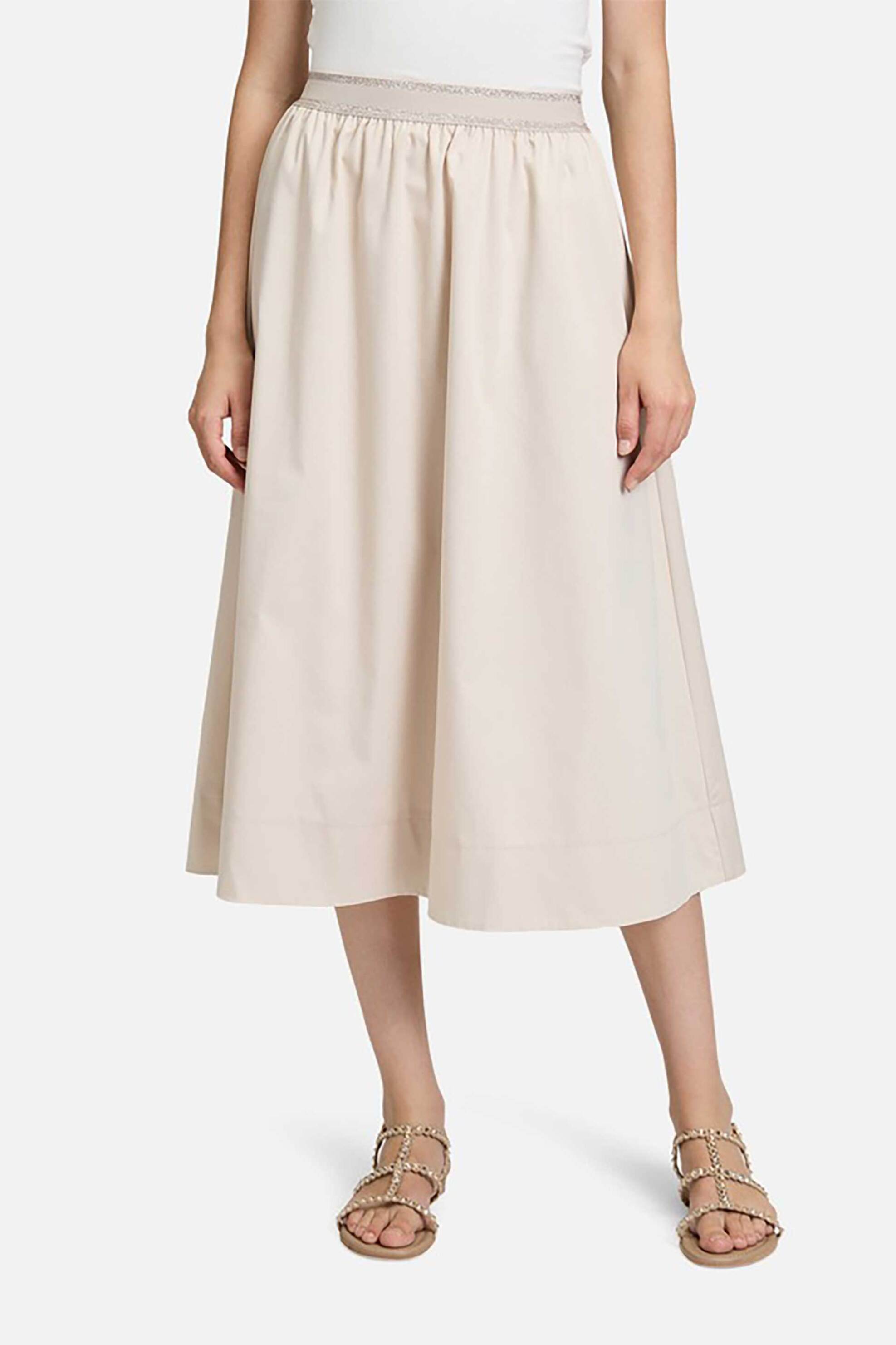 BETTY & CO BETTY & CO γυναικεία midi φούστα μονόχρωμη με ελαστική μέση - 9045/3170 Μπεζ - 2