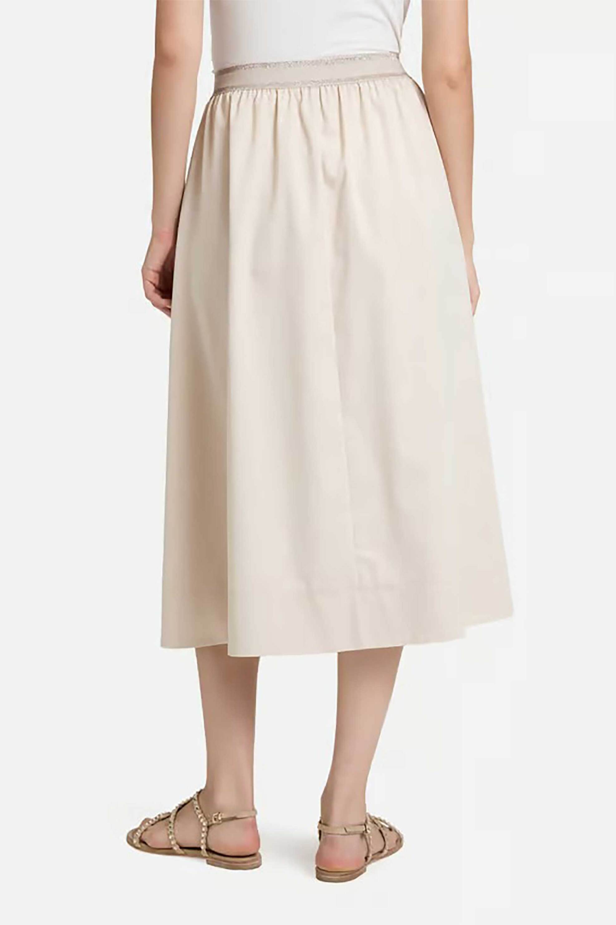 BETTY & CO BETTY & CO γυναικεία midi φούστα μονόχρωμη με ελαστική μέση - 9045/3170 Μπεζ - 3
