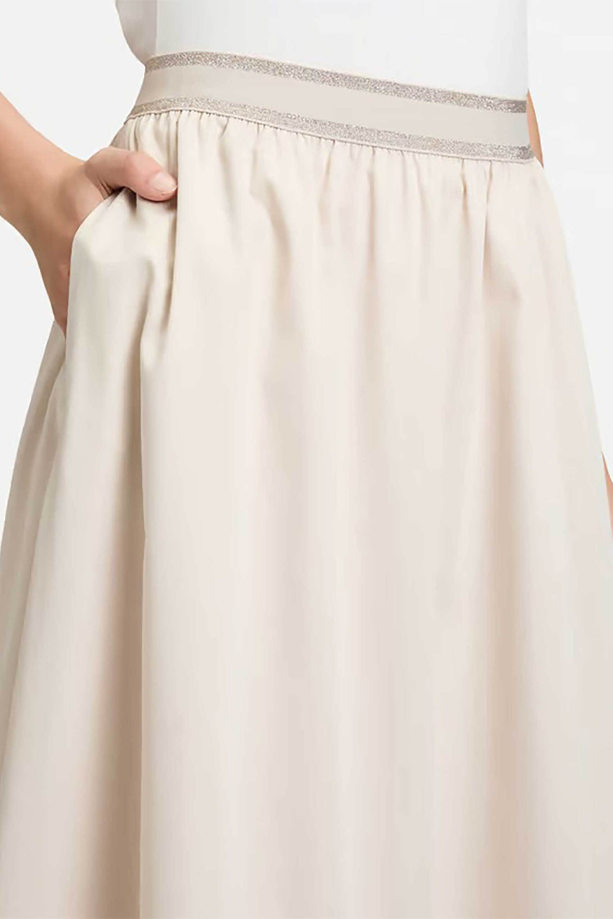 BETTY & CO BETTY & CO γυναικεία midi φούστα μονόχρωμη με ελαστική μέση - 9045/3170 Μπεζ - 4