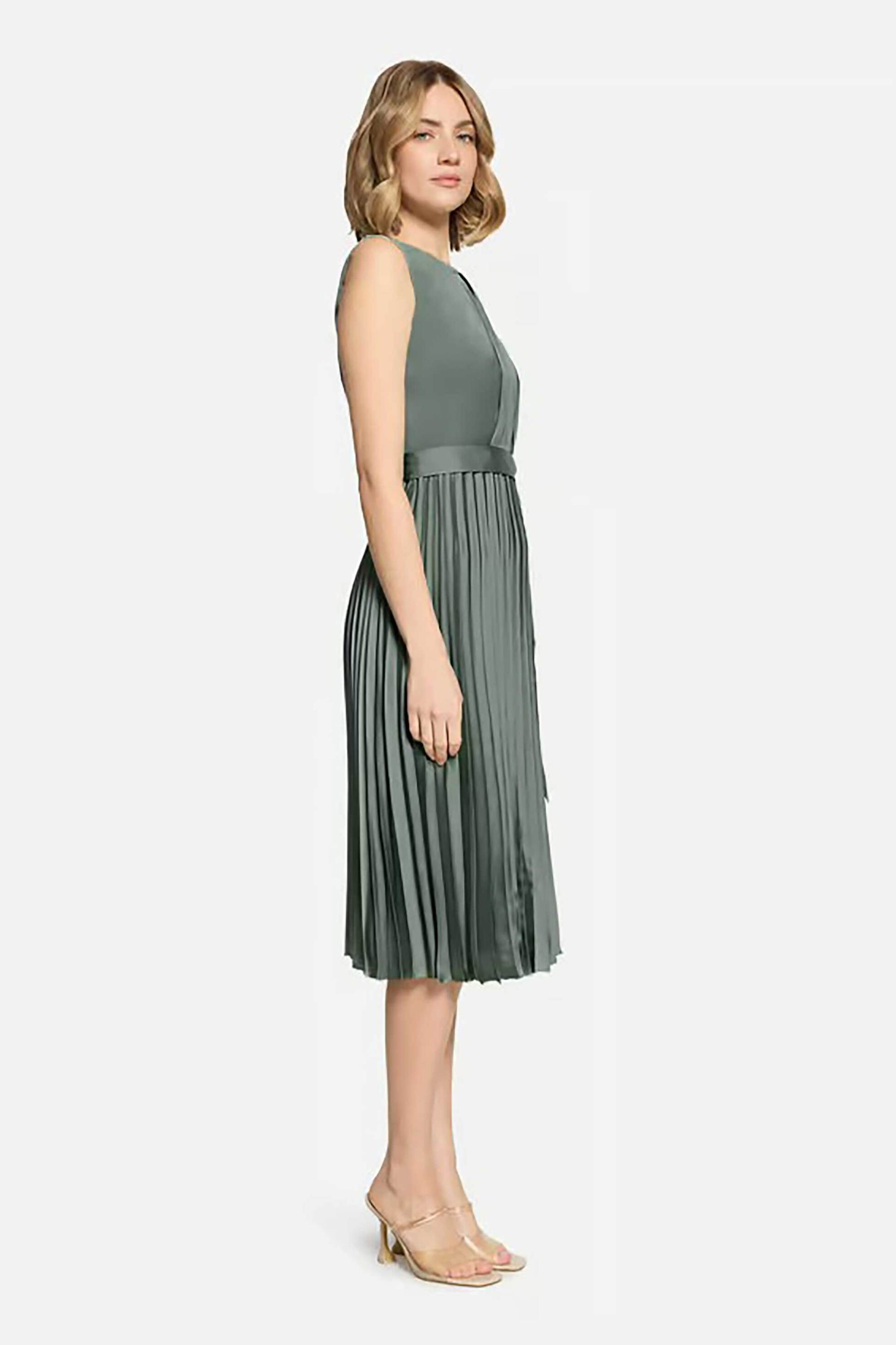 BETTY & CO BETTY & CO γυναικείο midi φόρεμα chiffon αμάνικο πλισέ - 1347/3201 Πράσινο Μέντας - 3