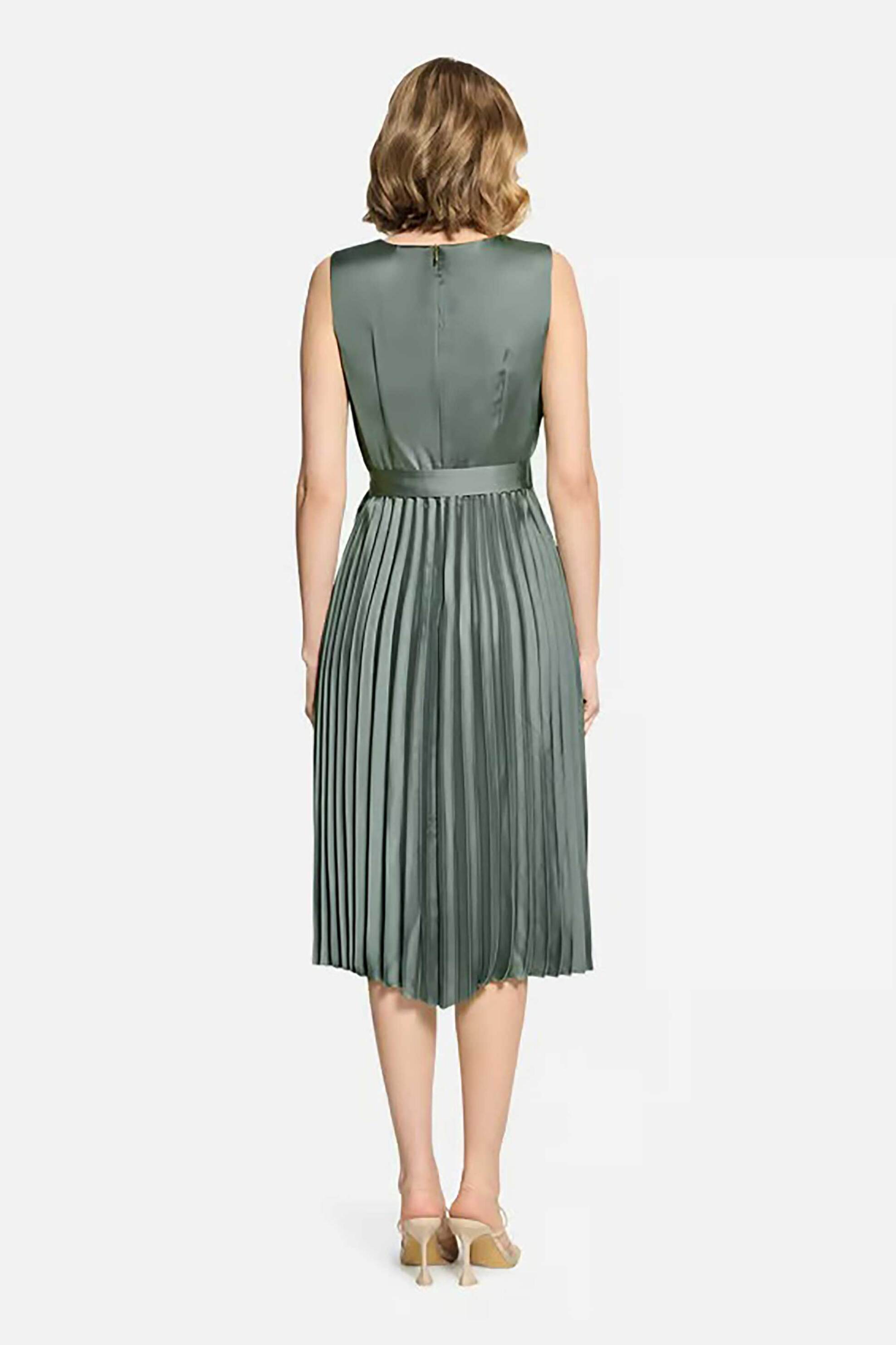 BETTY & CO BETTY & CO γυναικείο midi φόρεμα chiffon αμάνικο πλισέ - 1347/3201 Πράσινο Μέντας - 4