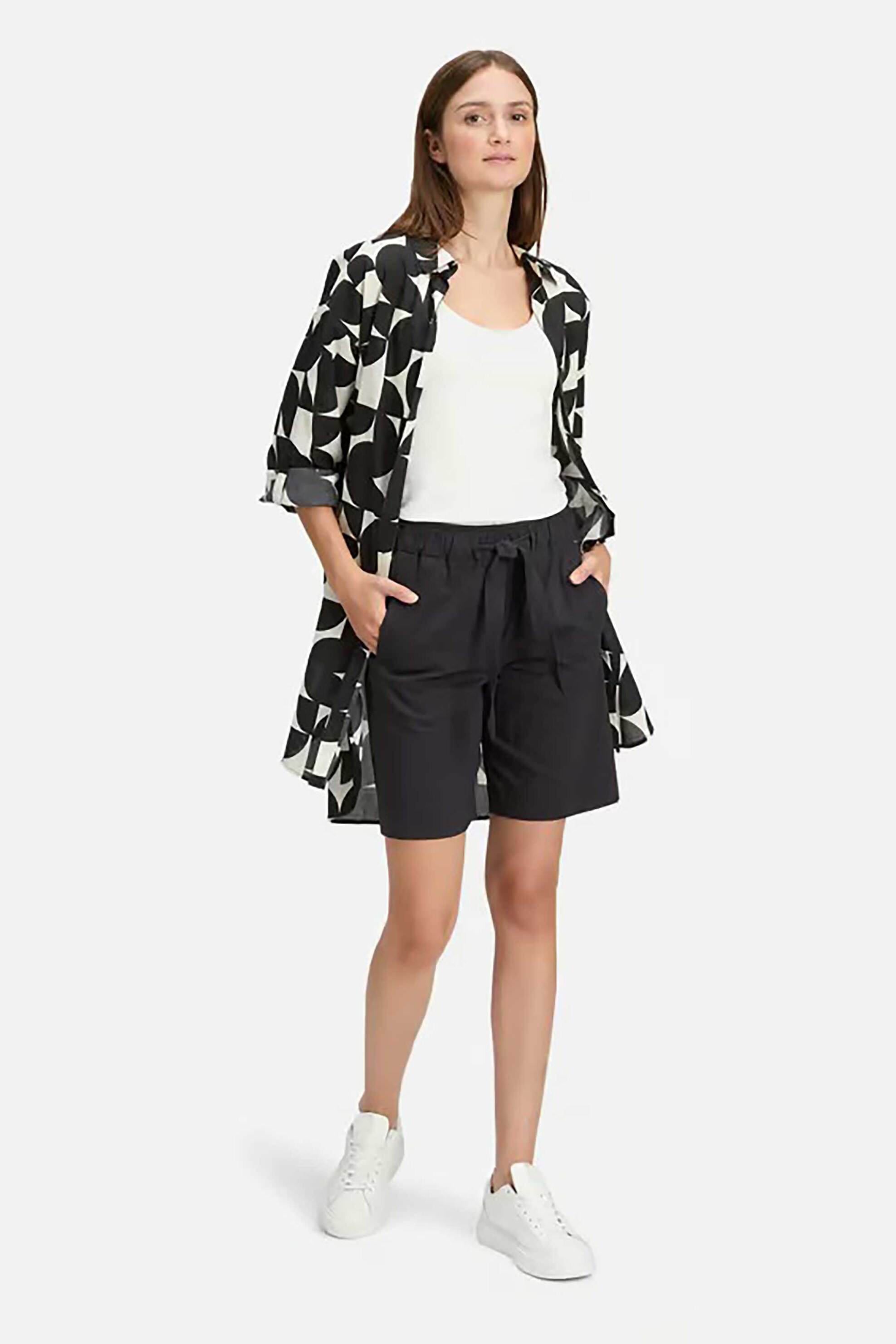BETTY & CO γυναικεία βερμούδα με ελαστική μέση - 6704/3031 Μαύρο