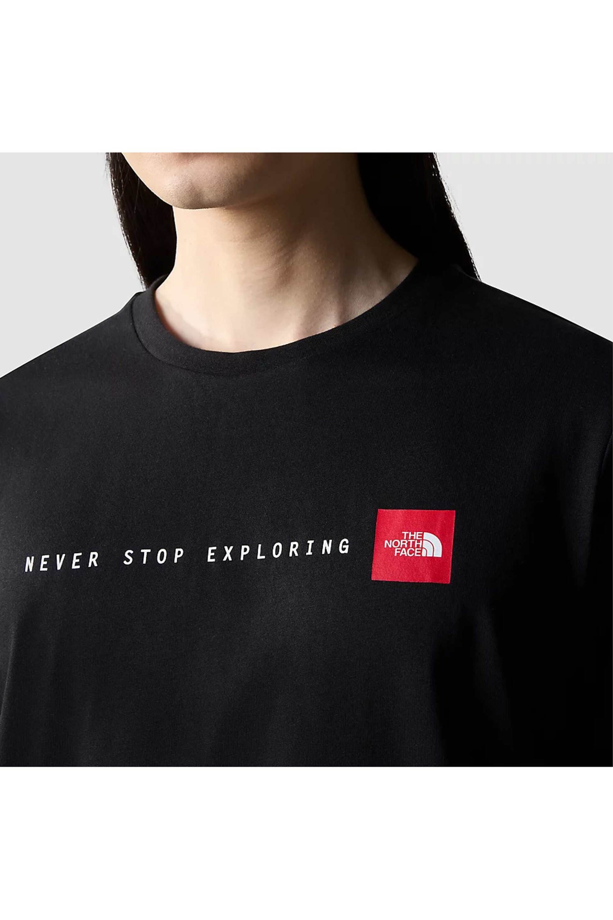 The North Face ανδρικό βαμβακερό T-shirt μονόχρωμο με contrast logo print "Never Stop Exploring" - NF0A87NSJK31 Μαύρο φωτογραφία
