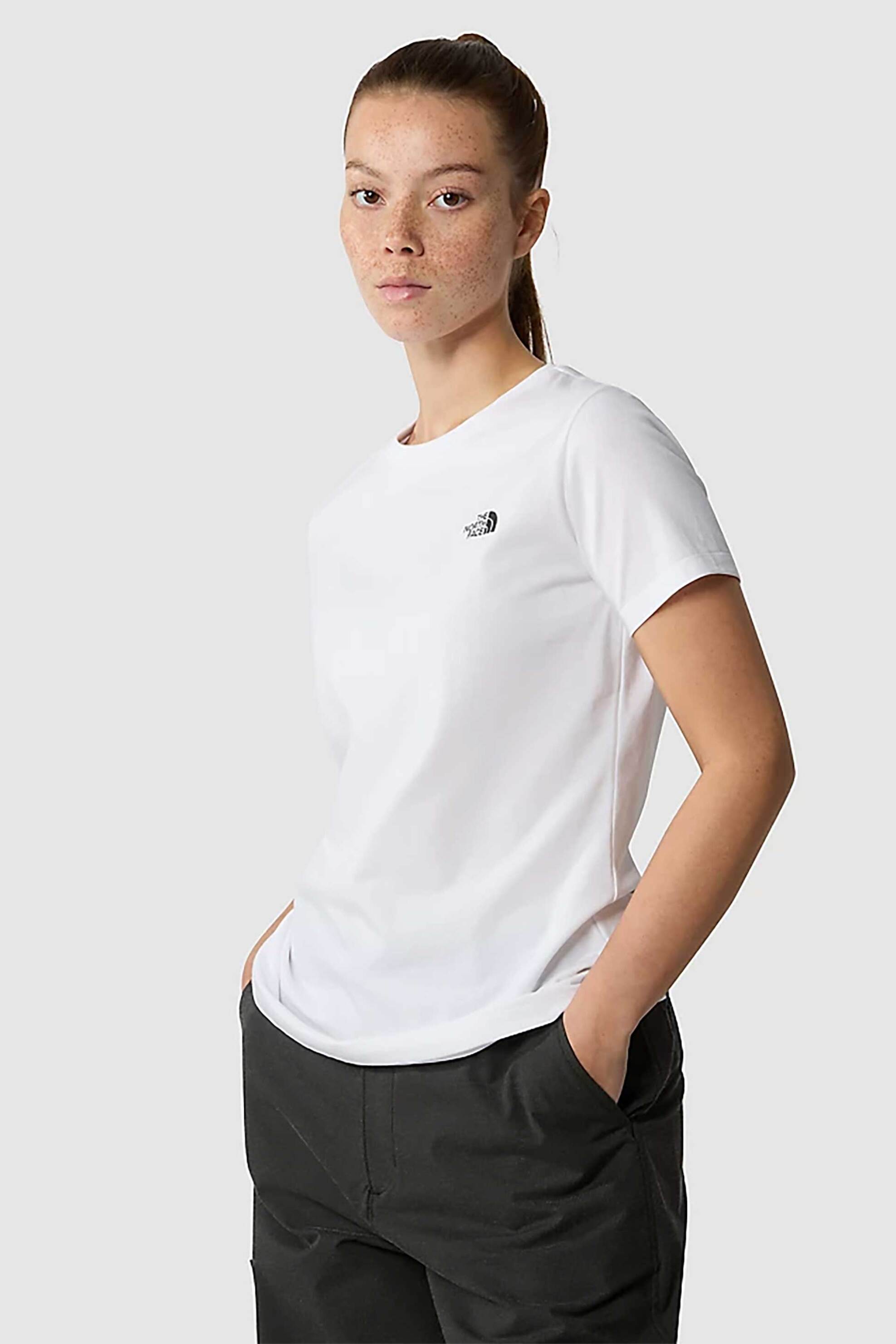 Γυναικεία Ρούχα & Αξεσουάρ > Γυναικεία Ρούχα > Γυναικεία Τοπ > Γυναικεία T-Shirts The North Face γυναικείο T-shirt μονόχρωμο με logo prints και logo loop label "Simple Dome" - NF0A87NHFN41 Λευκό