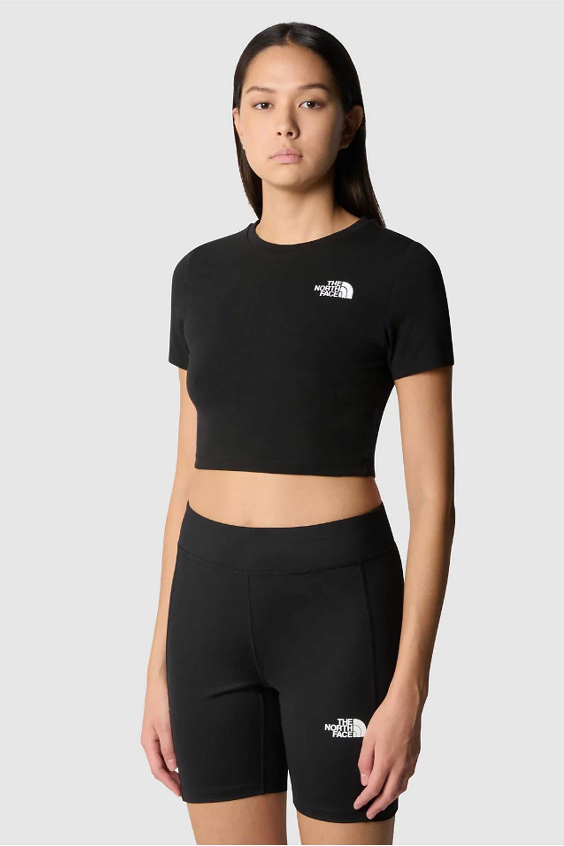 Γυναικεία Ρούχα & Αξεσουάρ > Γυναικεία Ρούχα > Γυναικεία Τοπ > Γυναικεία T-Shirts The North Face γυναικείο cropped T-shirt μονόχρωμο με κεντημένο λογότυπο "Essential" - NF0A55AOJK31 Μαύρο