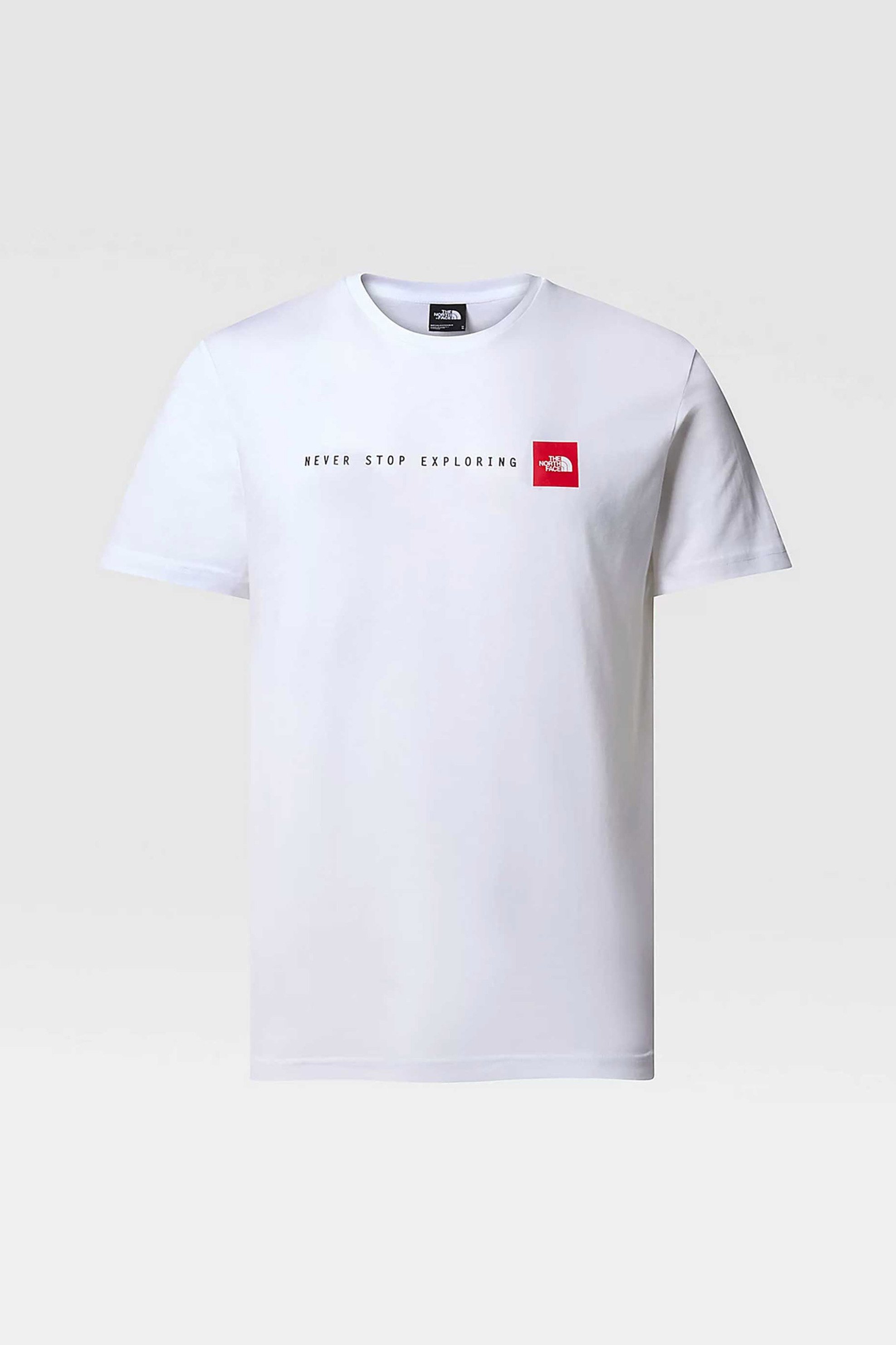 The North Face ανδρικό βαμβακερό T-shirt μονόχρωμο με contrast logo print "Redbox" - NF0A87NSFN41 Λευκό