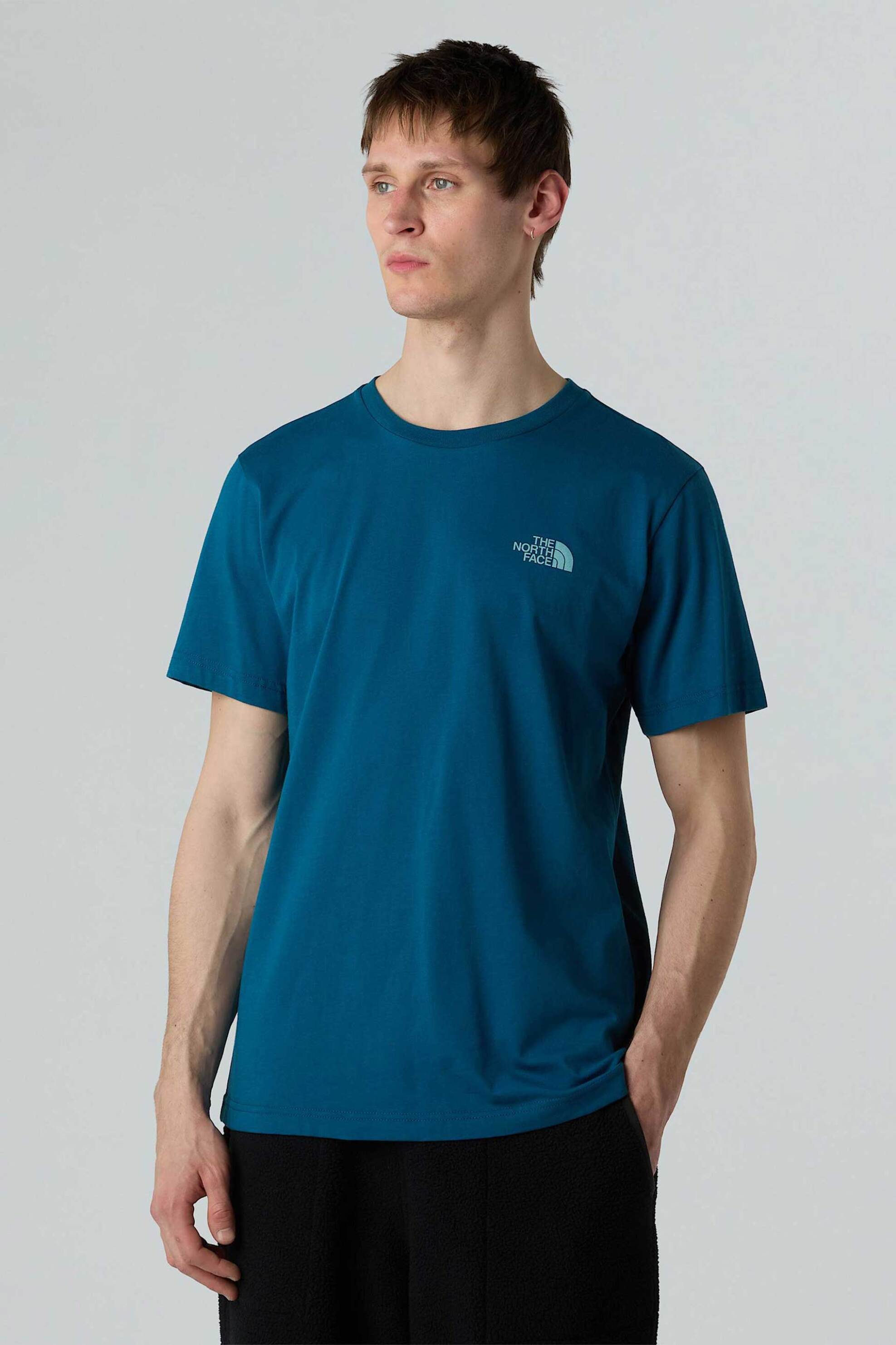 The North Face ανδρικό T-shirt μονόχρωμο με contrast logo print "Vertical Logo" - NF0A8EE7BSI1 Μπλε