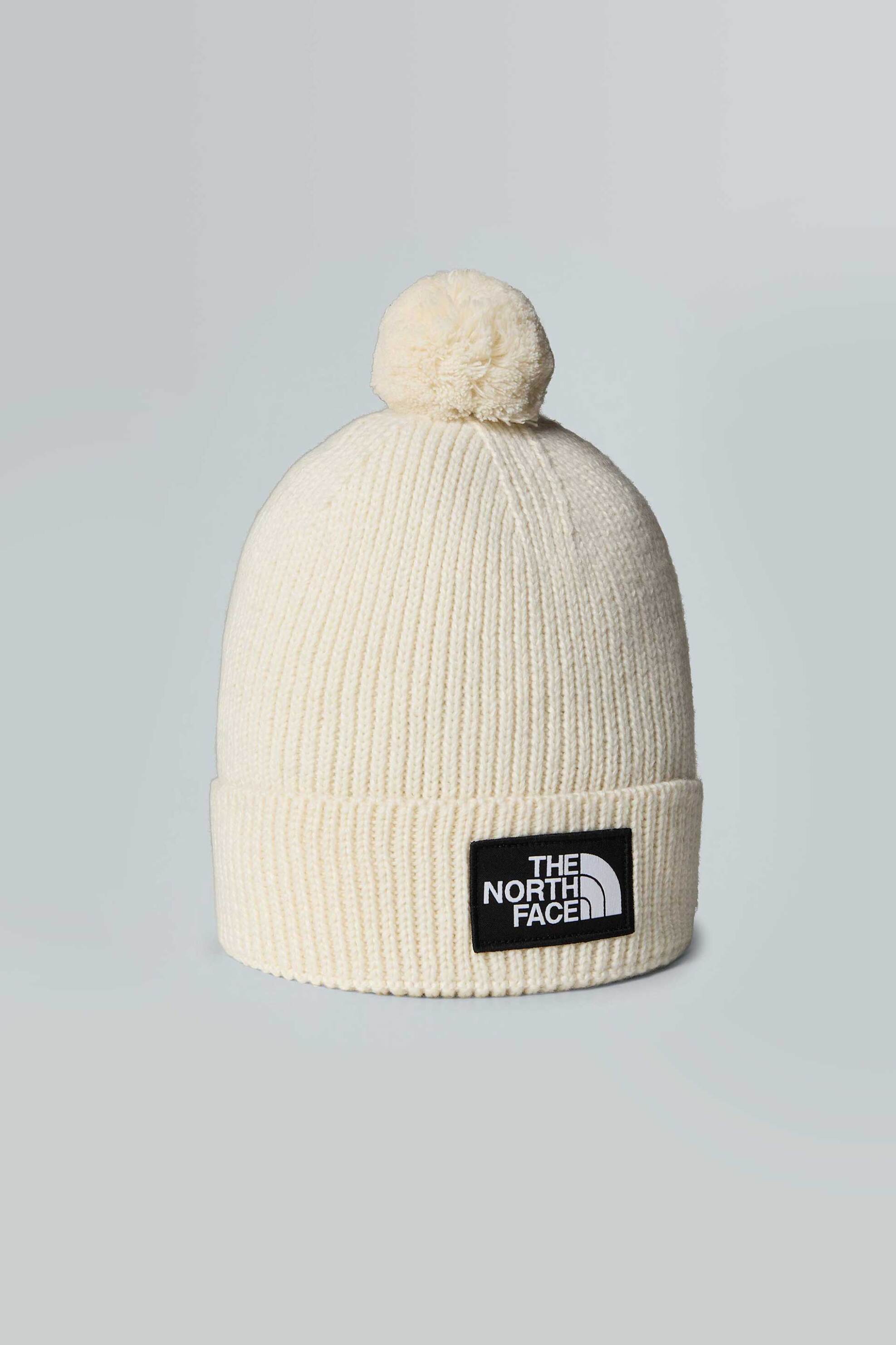The North Face unisex σκούφος μονόχρωμος με logo patch "TNF Logo Box Pom" - NF0A8CHFQLI1 Εκρού