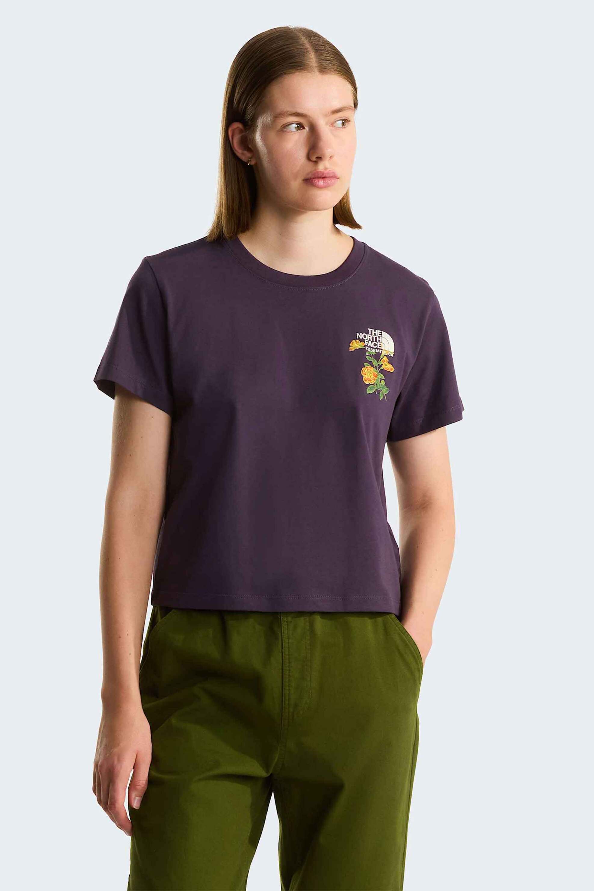 The North Face γυναικείο T-shirt "Flora Embroidered Regular" - NF0A8G9QG5O1 Μοβ Σκούρο