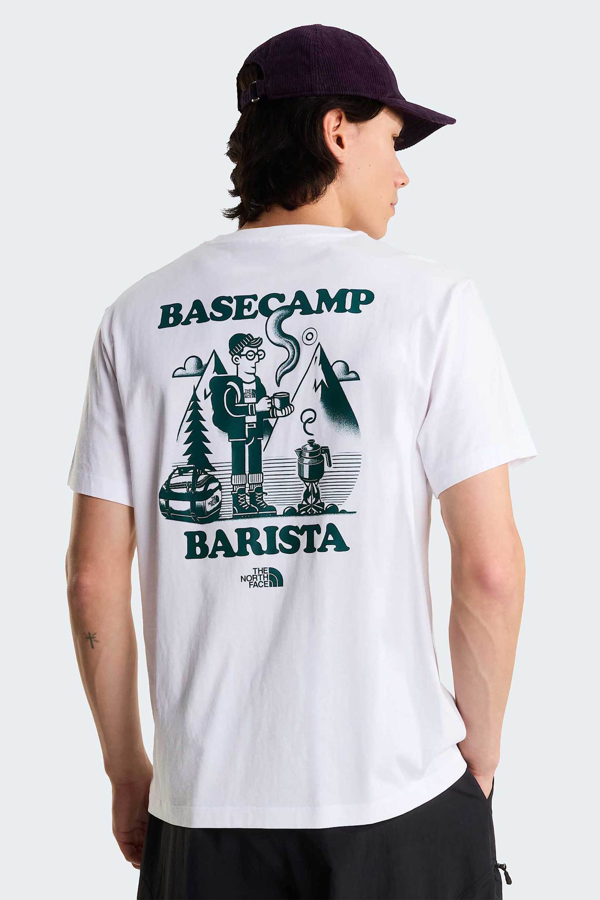 The North Face Unisex T-Shirt Relaxed Fit Basecamp Barista Graphic - Nf0A8Jaavd91 Λευκό