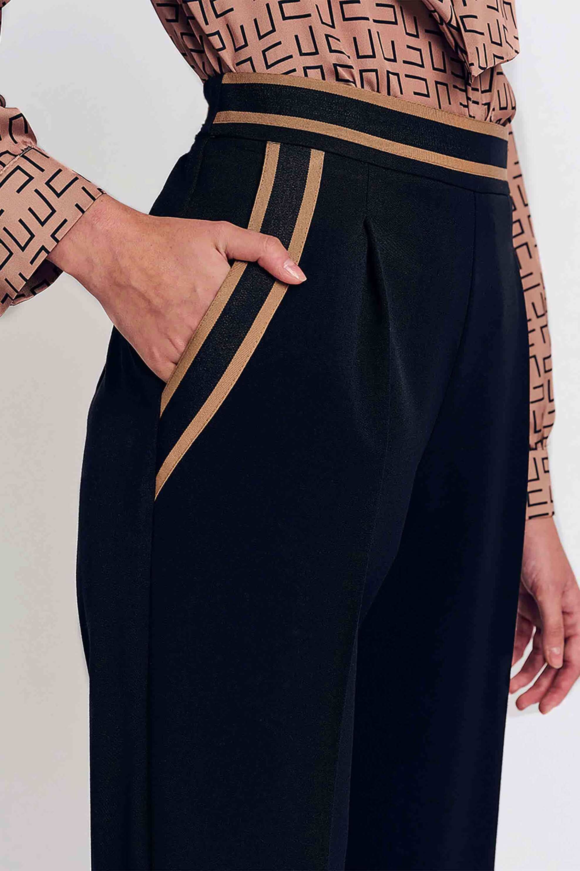 Forel γυναικείο παντελόνι cigarette με διακοσμητικές τρέσες - 079.20.01.012 Μαύρο φωτογραφία