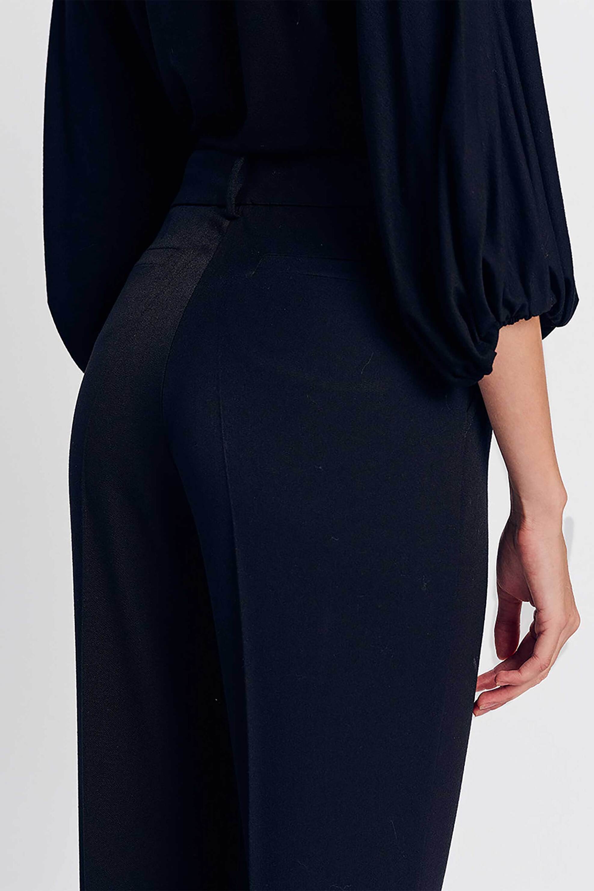 Forel γυναικείο παντελόνι κρεπ cigarette μονόχρωμο - 079.20.01.060 Μαύρο φωτογραφία