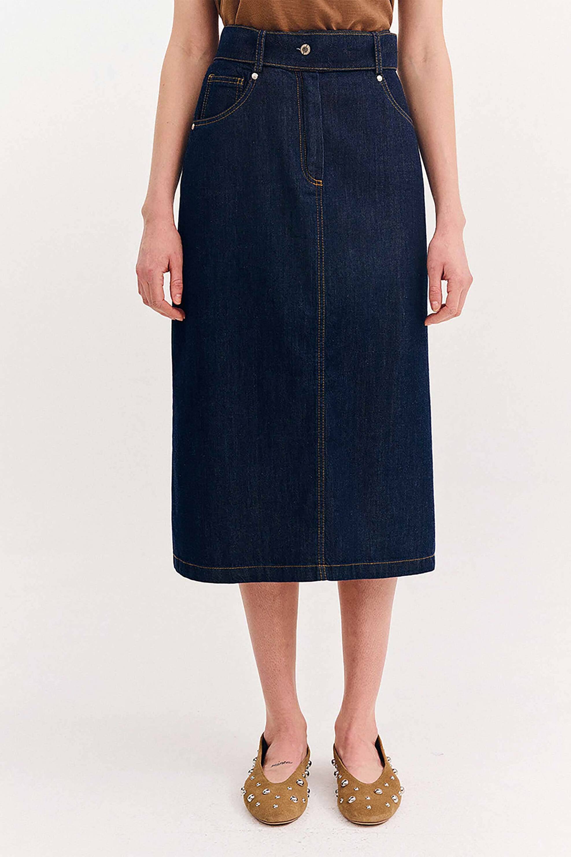 Forel γυναικεία midi φούστα denim - 080.00.01.018 Denim Blue Σκούρο φωτογραφία