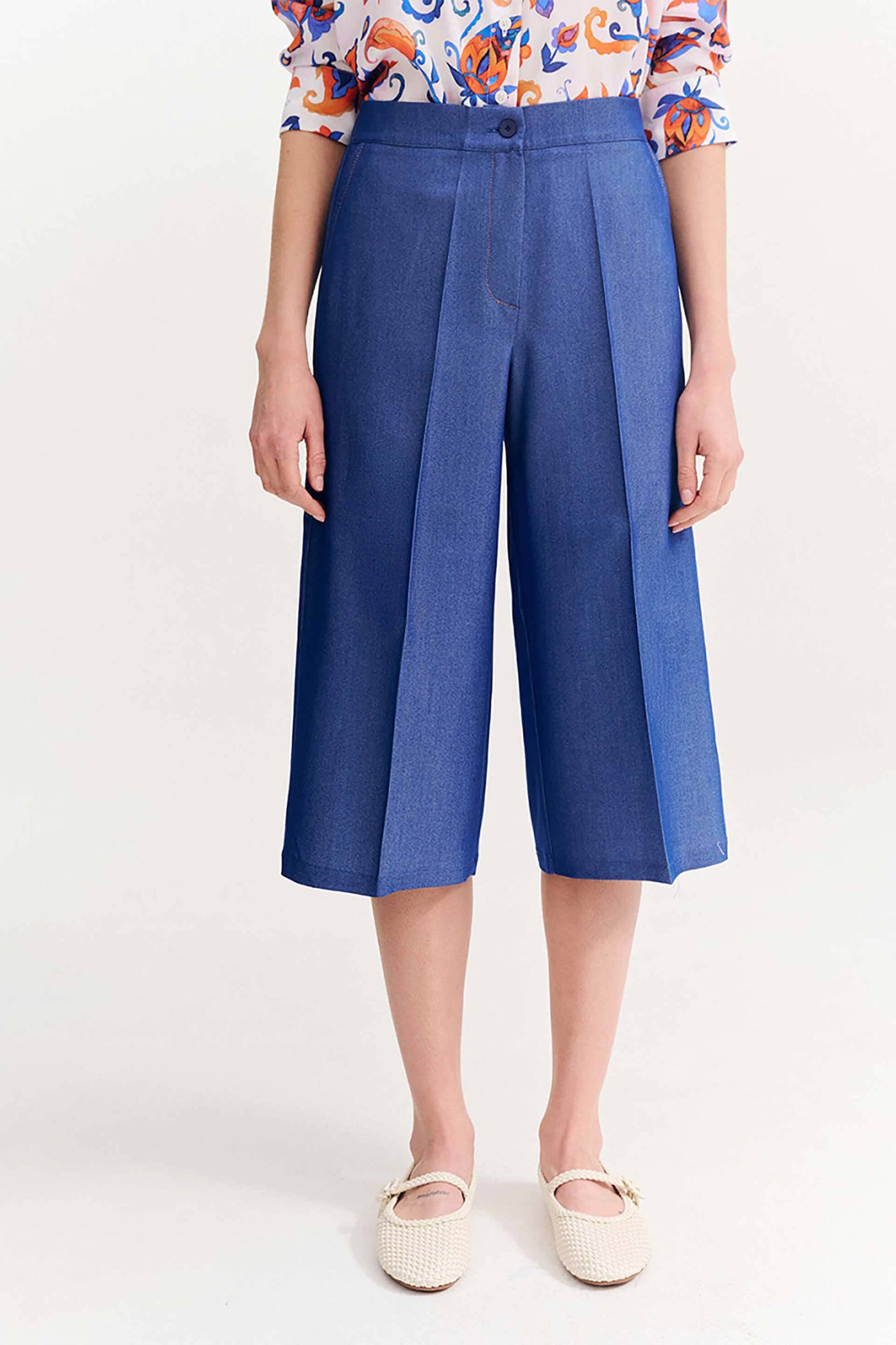 Forel γυναικεία ψηλόμεση ζιπ κιλότ τύπου denim - 080.20.01.032 Denim Blue φωτογραφία
