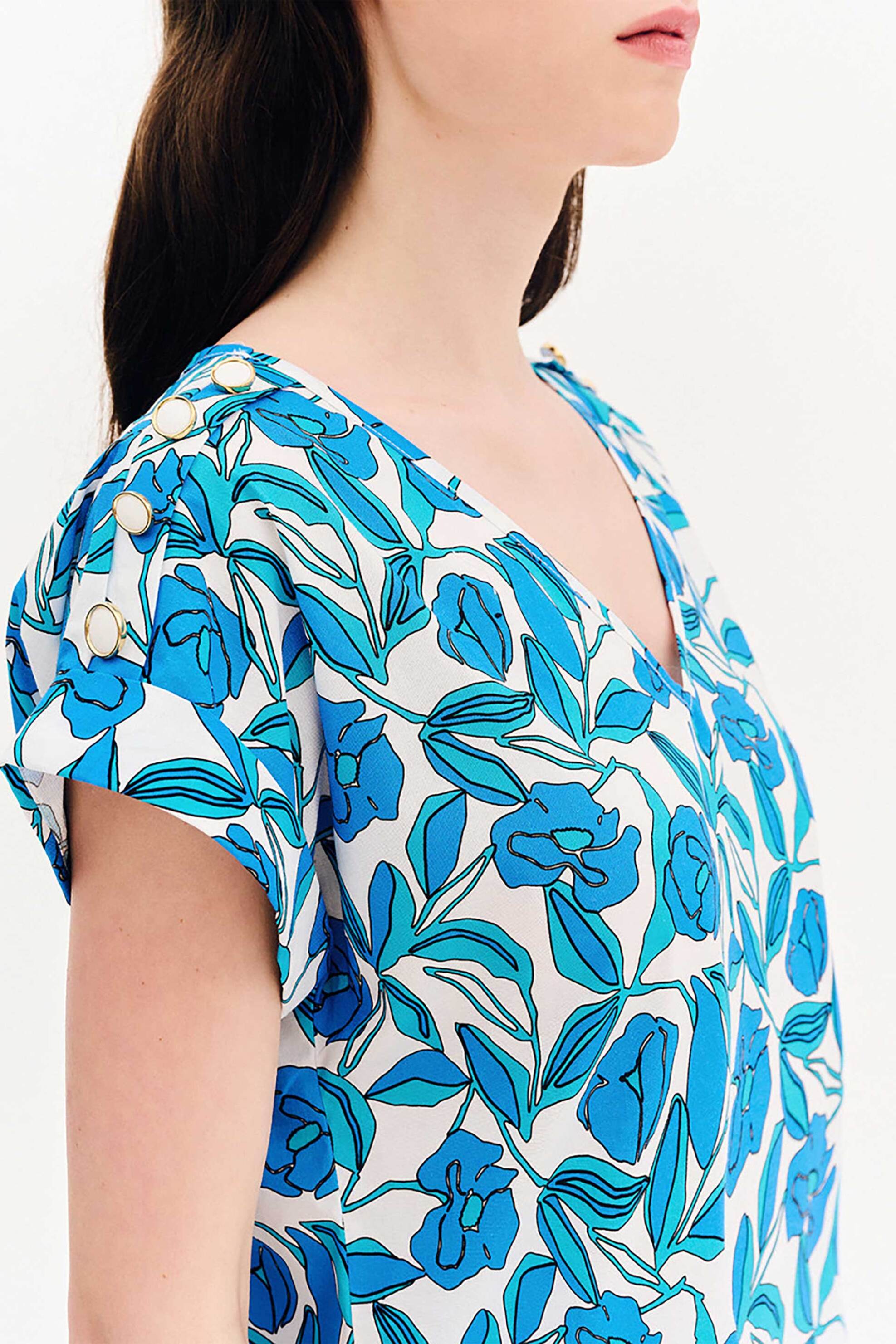 Forel γυναικεία μπλούζα με floral print - 080.10.01.012 Τυρκουάζ φωτογραφία