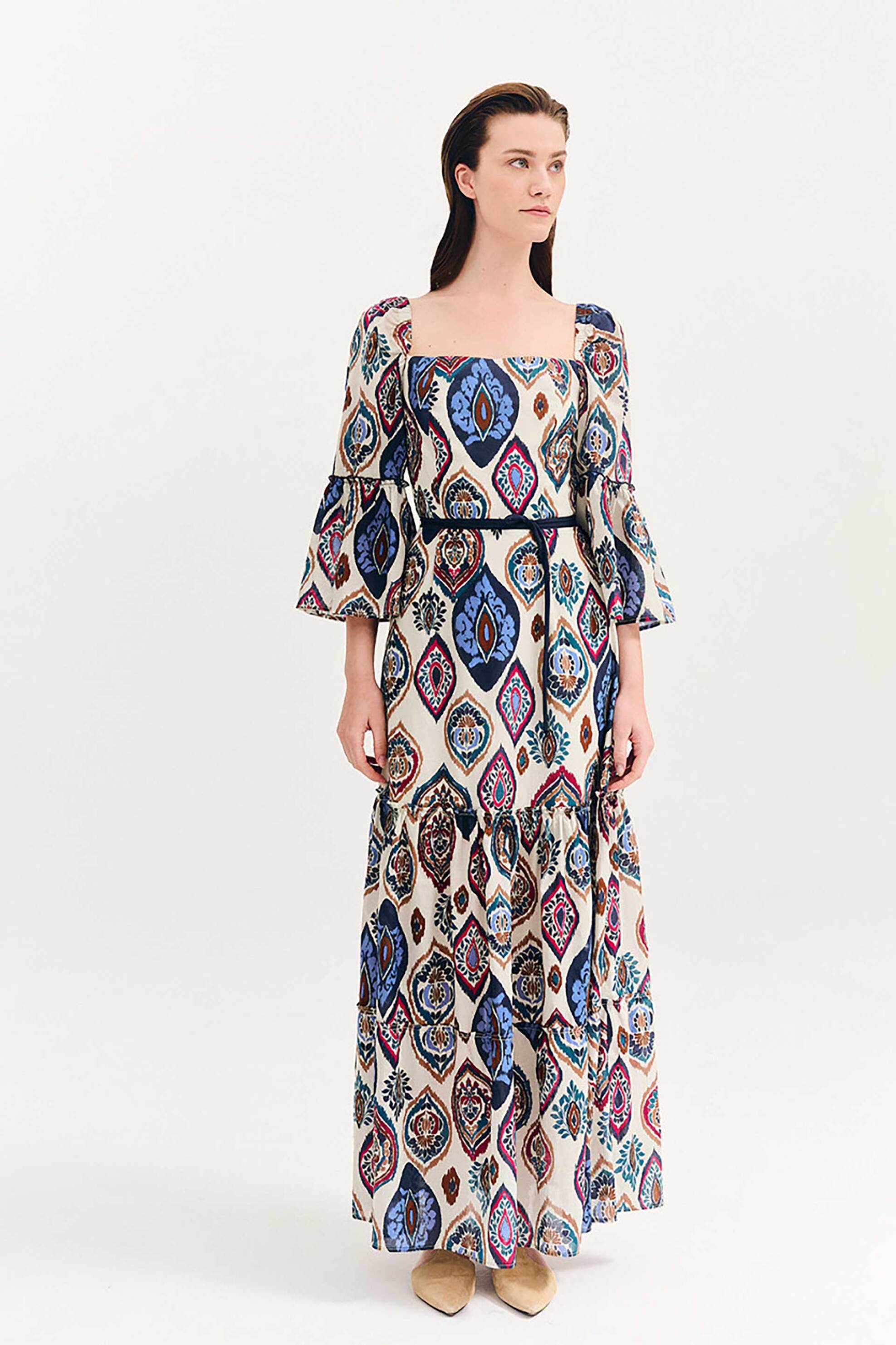 FOREL Forel γυναικείο maxi φόρεμα με all-over print - 080.50.01.122 Μπλε Σκούρο