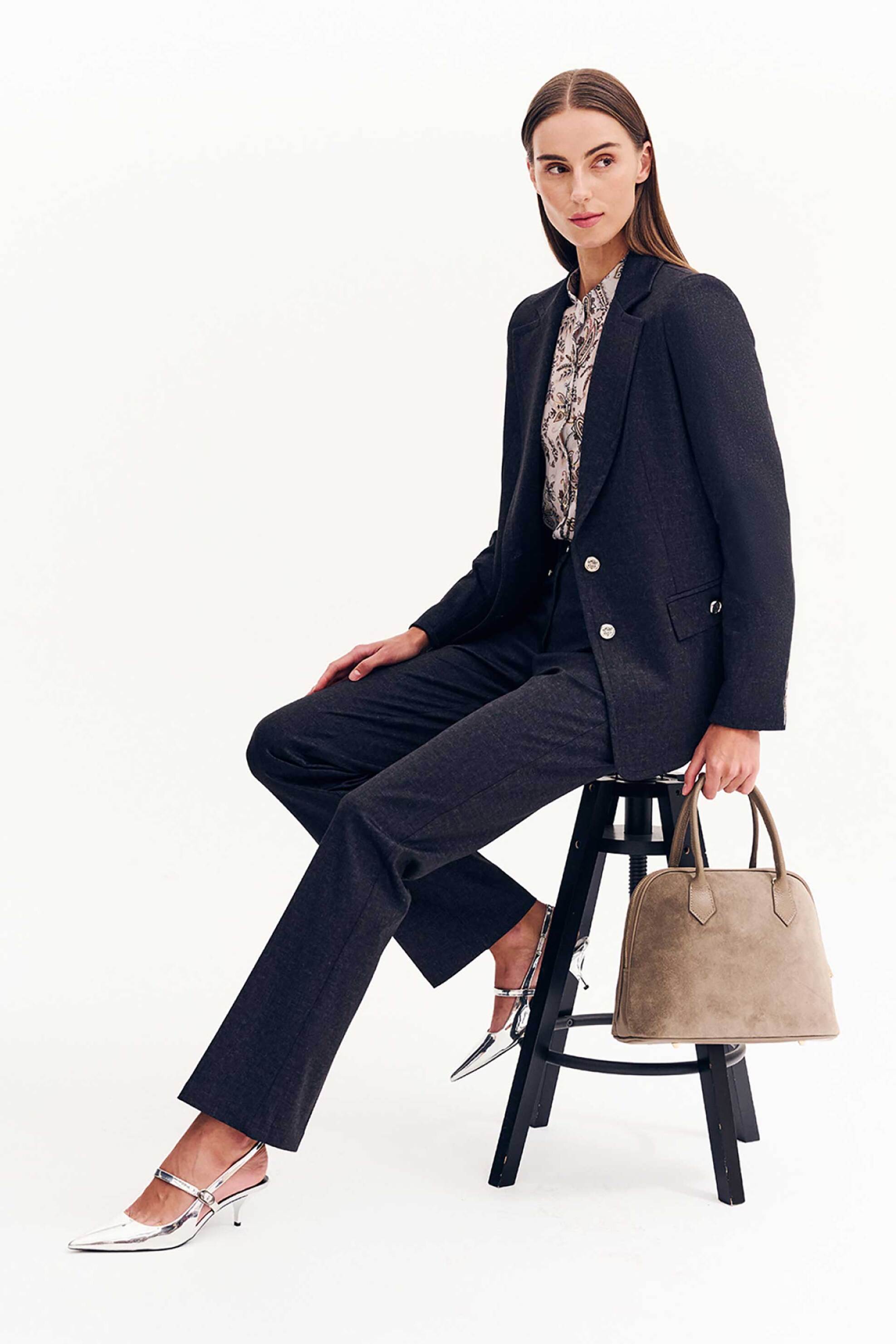 Forel γυναικείo σακάκι μεσάτο με βάτες - 081.30.01.022 Ανθρακί φωτογραφία