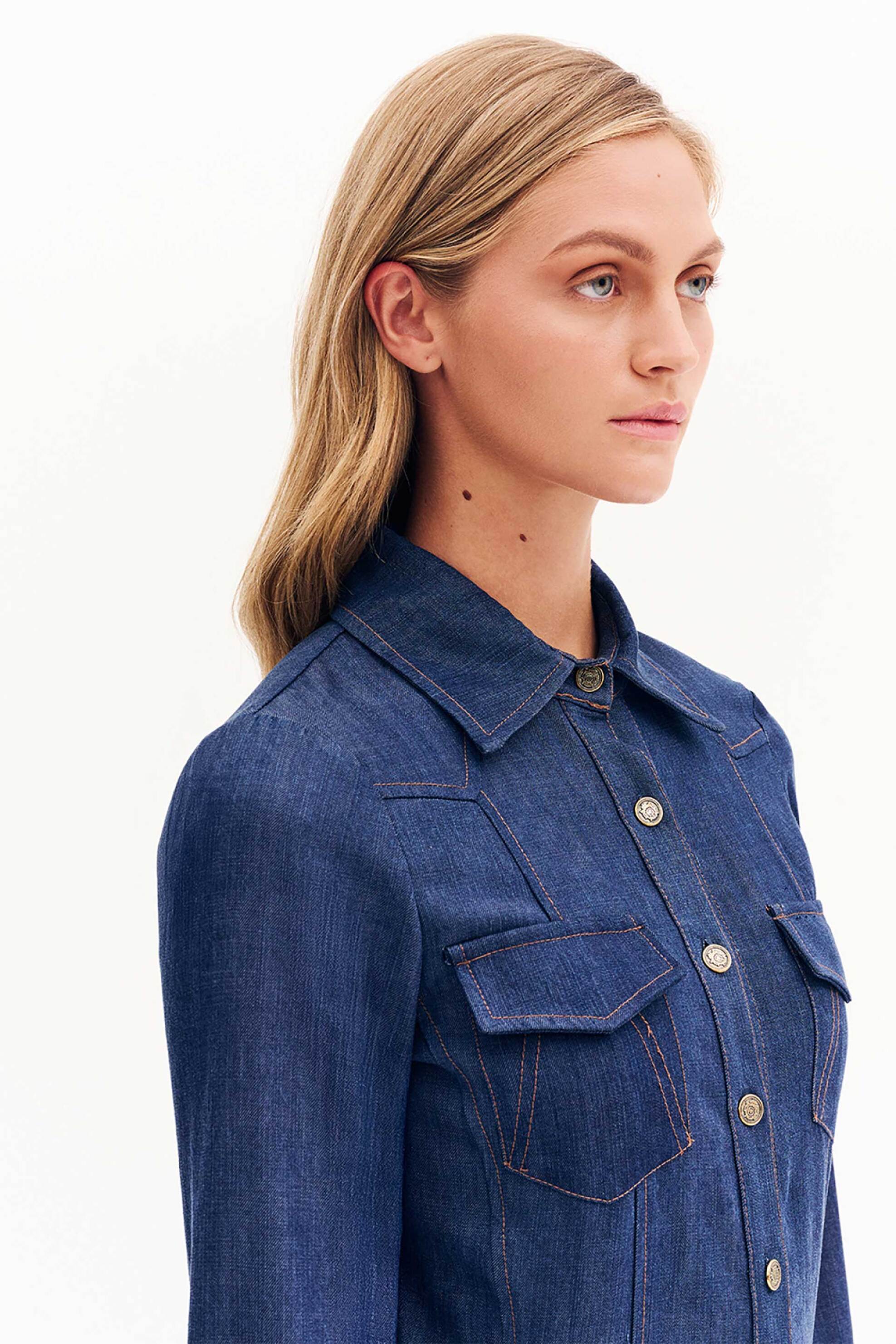 FOREL Forel γυναικείο mini denim φόρεμα σεμιζιέ - 081.50.01.042 Denim Blue - 3